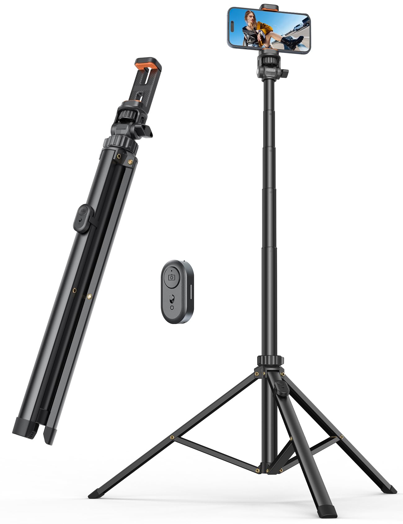 Yumazla 71'' Phone Tripod & Selfie Stick, Tripod For Iphone With Detachable Remote, Portable Phone Tripod Stand For Video Recording, Travel Tripod For Cell Phone, Compatible With Smartphones, Dslr