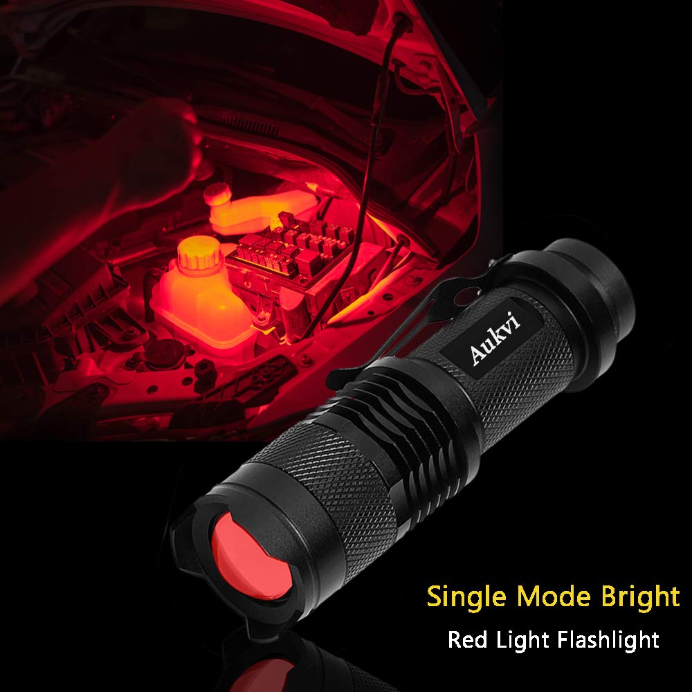 Aukvi High Power Red Light Flashlight,Mini Red Flashlight,Single Mode Red Led Flashlight, Zoomable Red Light Torch For Astronomy Aviation Night Observation