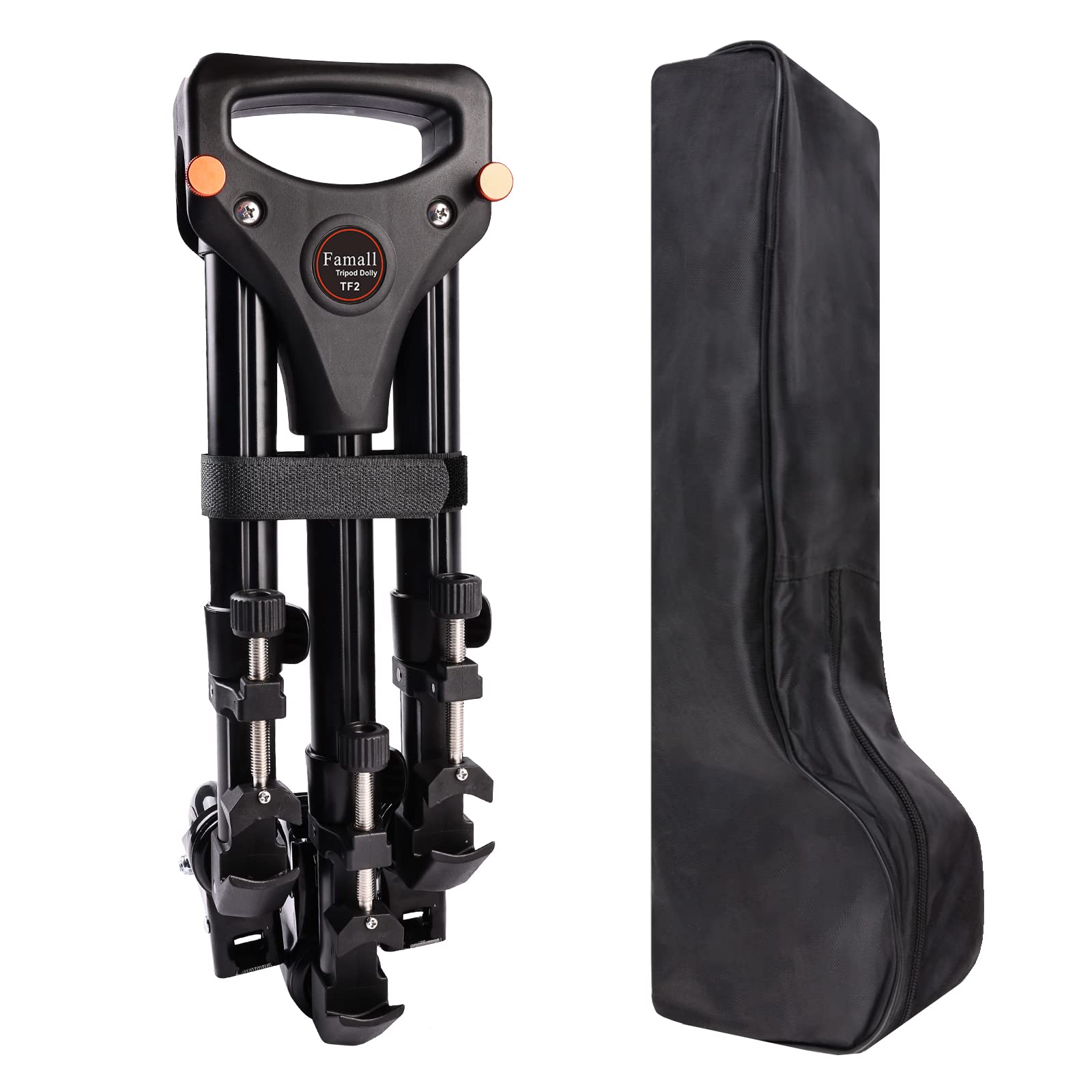 Famall Camera Tripod Dolly, Heavy Duty Tripod Dolly With Larger 3-Inch Rubber Wheels, Adjustable Legs And Carry Bag, Portable Tripod Wheels Compatible With Most Video Tripods And Light Stands