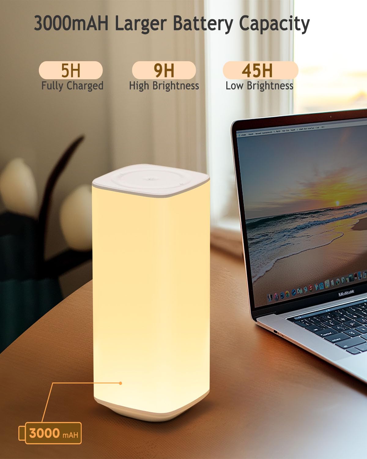 Bonsery Bedside Table Lamp Touch & Remote 3 Modes & 256 Rgb Colors, Touch Night Light For Kids With Warm White Lights Dimmable, Nursery Night Light Timer For Bedroom Living Room Outdoor Camping