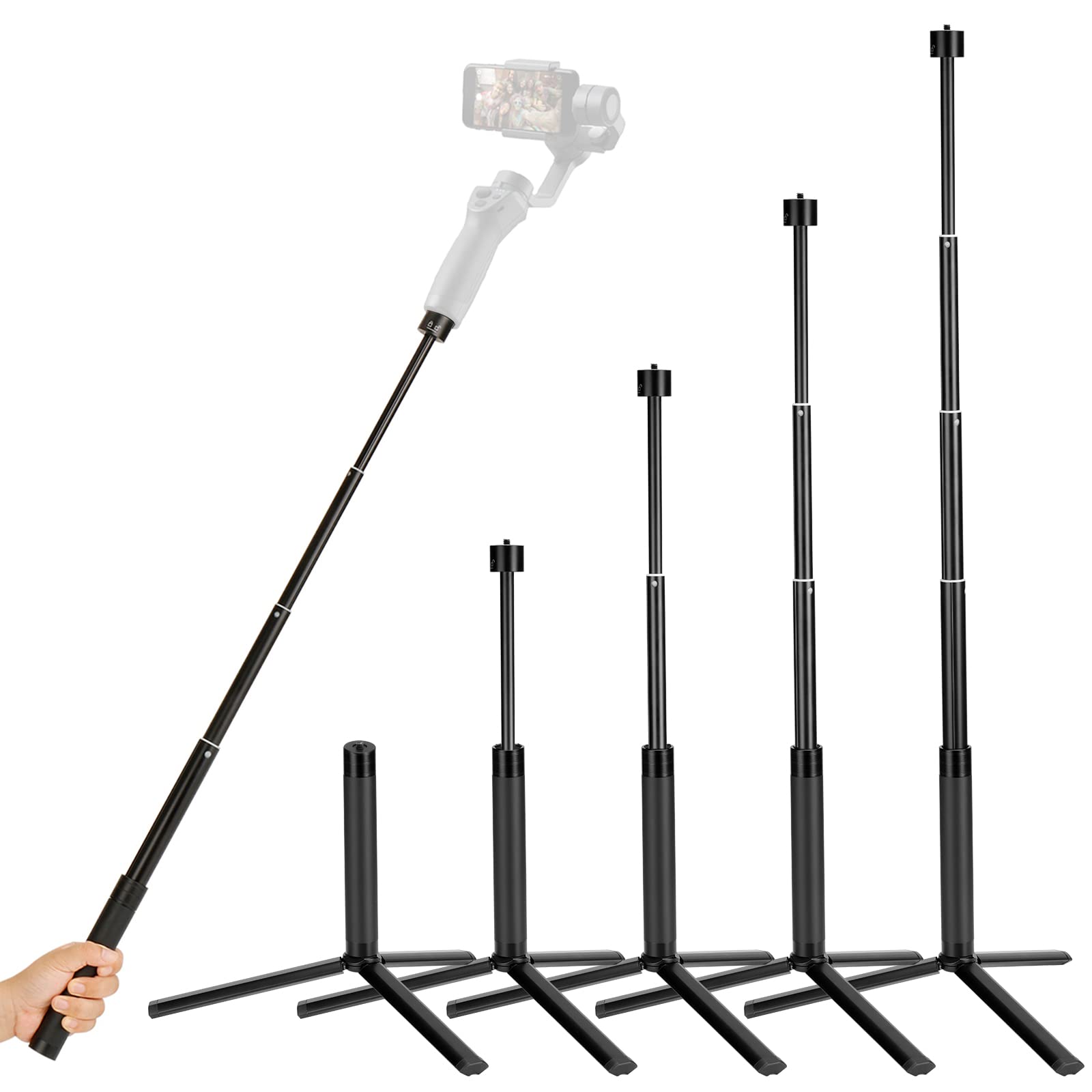 Yiliwit 29Inch Extension Selfie Tripod Mount Kit For Dji Moza Zhiyun Smartphone Gimbal Stabilizer For Iphone 16 15 14 13 12 Pro Max, Extendable Selfie Stick Foldable Pole Photography Setup