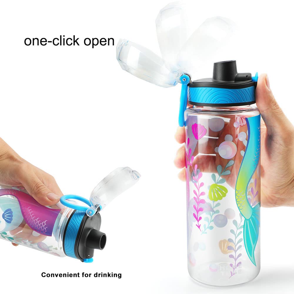 Cute Water Bottle For School Kids Girls, Tritan & Leak Proof & Easy Clean & Carry Handle