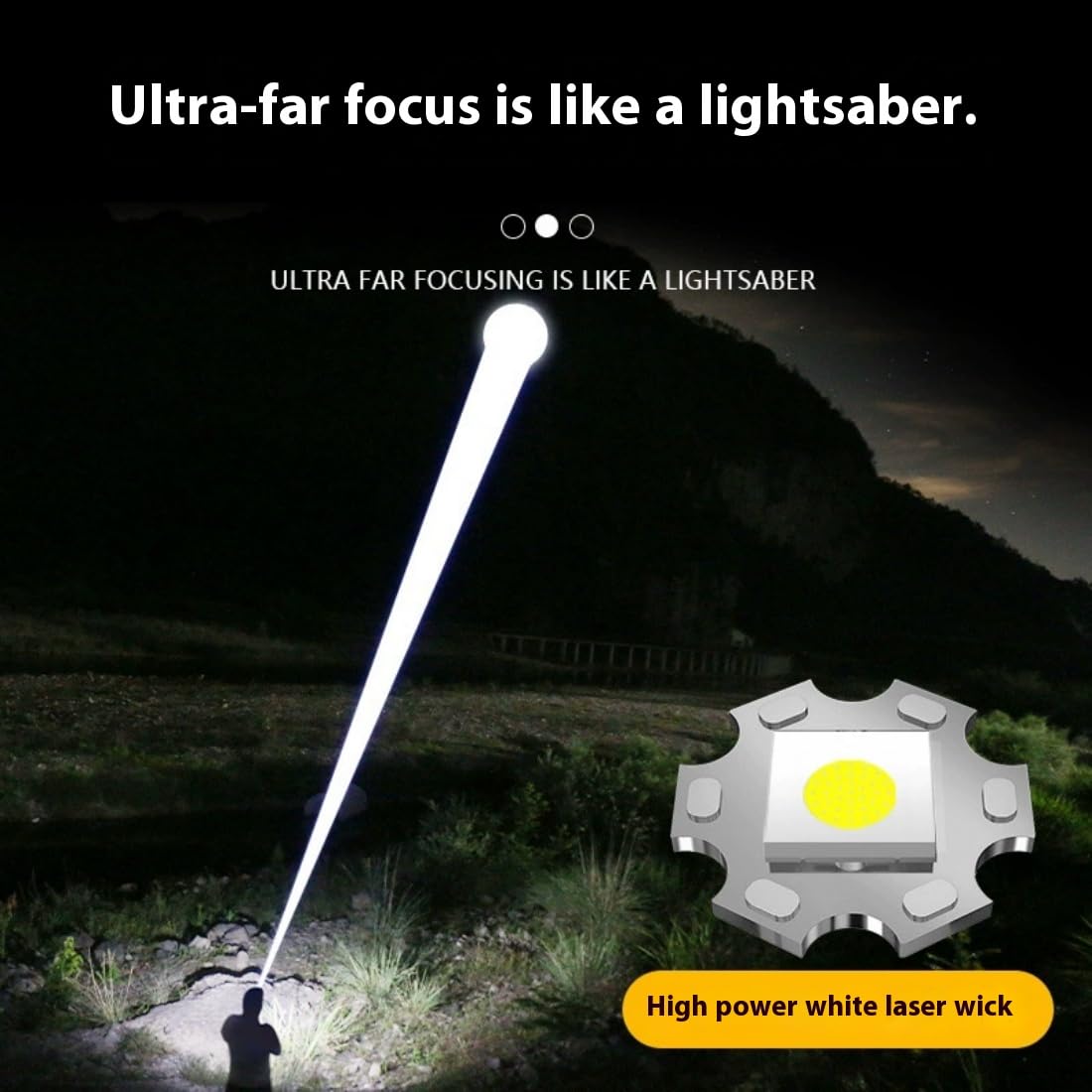 Cohbskj Benighty Flash Light,   Ultimate Survival Flashlight, Long Range 5000Ft, Lcd Digital Display, Acting As A Power Bank With 8 Light Modes, Outdoor (1Pcs)