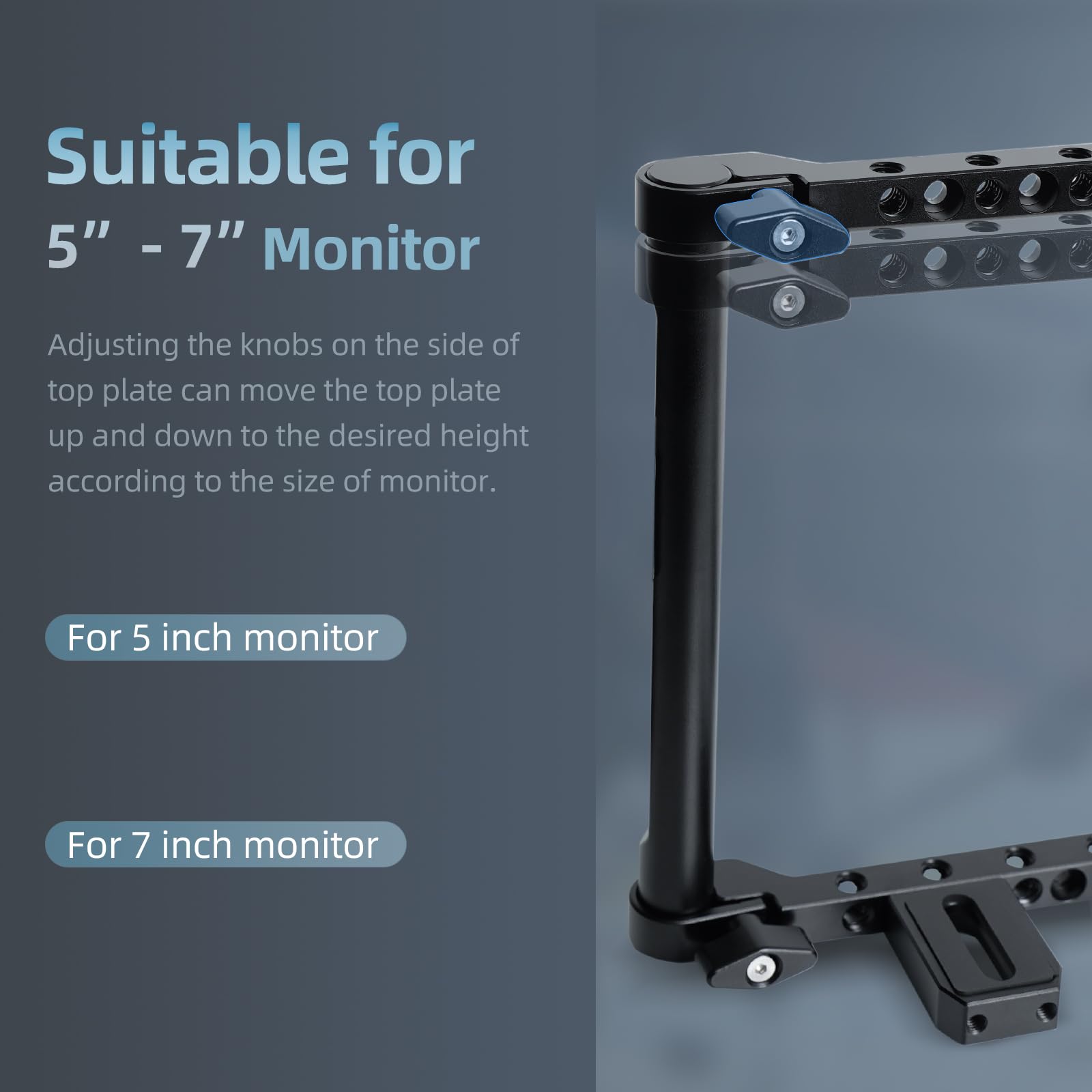 Catefo Universal Director'S Monitor Cage With Cheese Plate, Two Side Handles With Adjustable 360 Degree For 5-7 Inch Monitor, Uc02