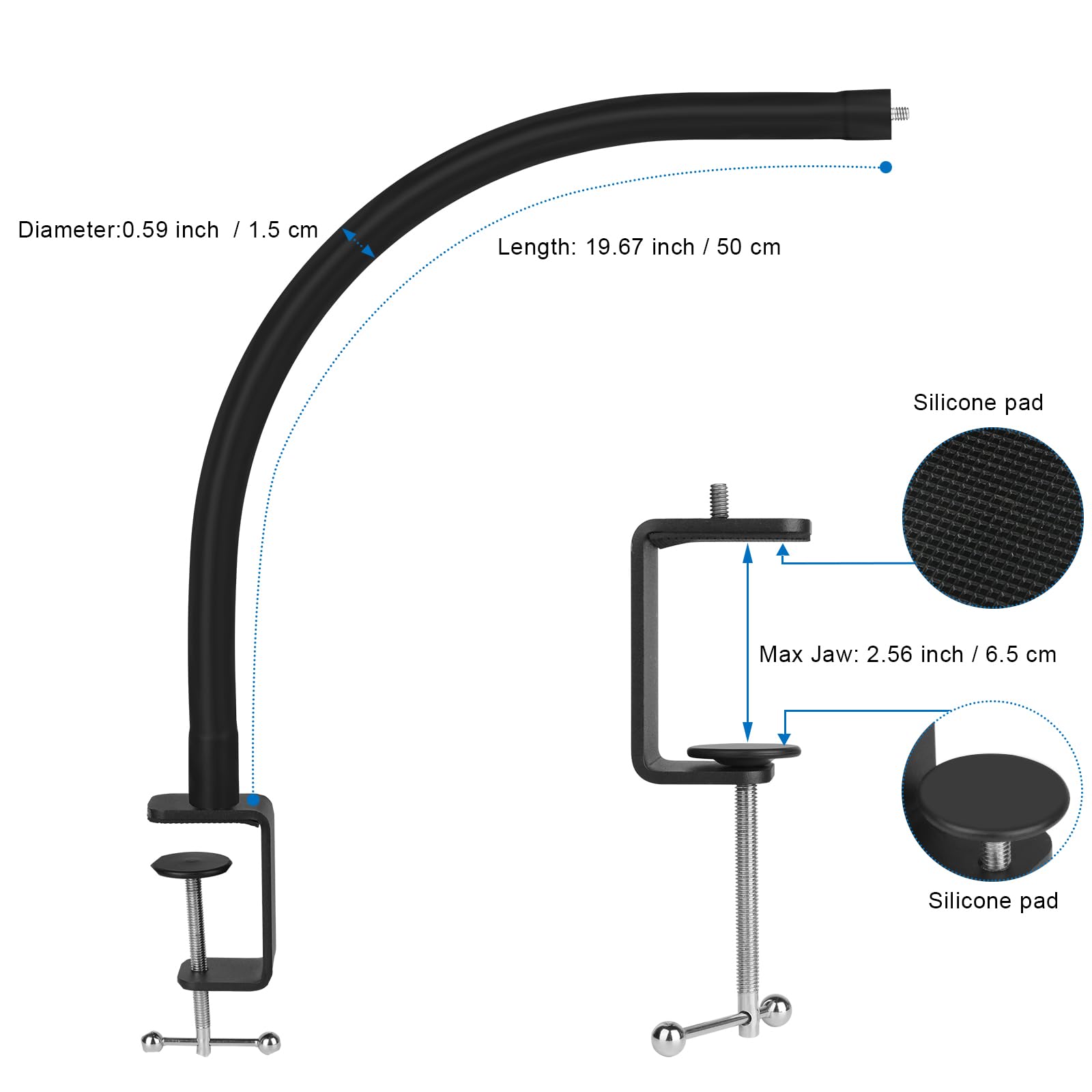 Mippko Webcam Stand For Desk,50Cm Gooseneck Arm Compatible With Logitech Webcam C920 / C920S / C920X / C922 / C922X / C925E / C930 / C930E / C615 / C960 / Brio 4K / Nexigo N60 / Iphone/Ring Light