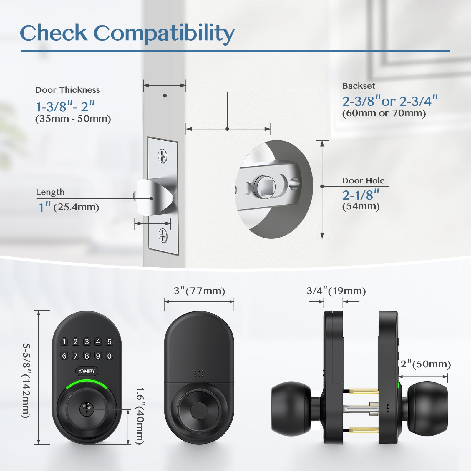Yamiry Keypad Smart Door Knob Lock, Keyless Entry Digital Lock With Handle, Electronic Code Knob For Front Door, Easy Installation