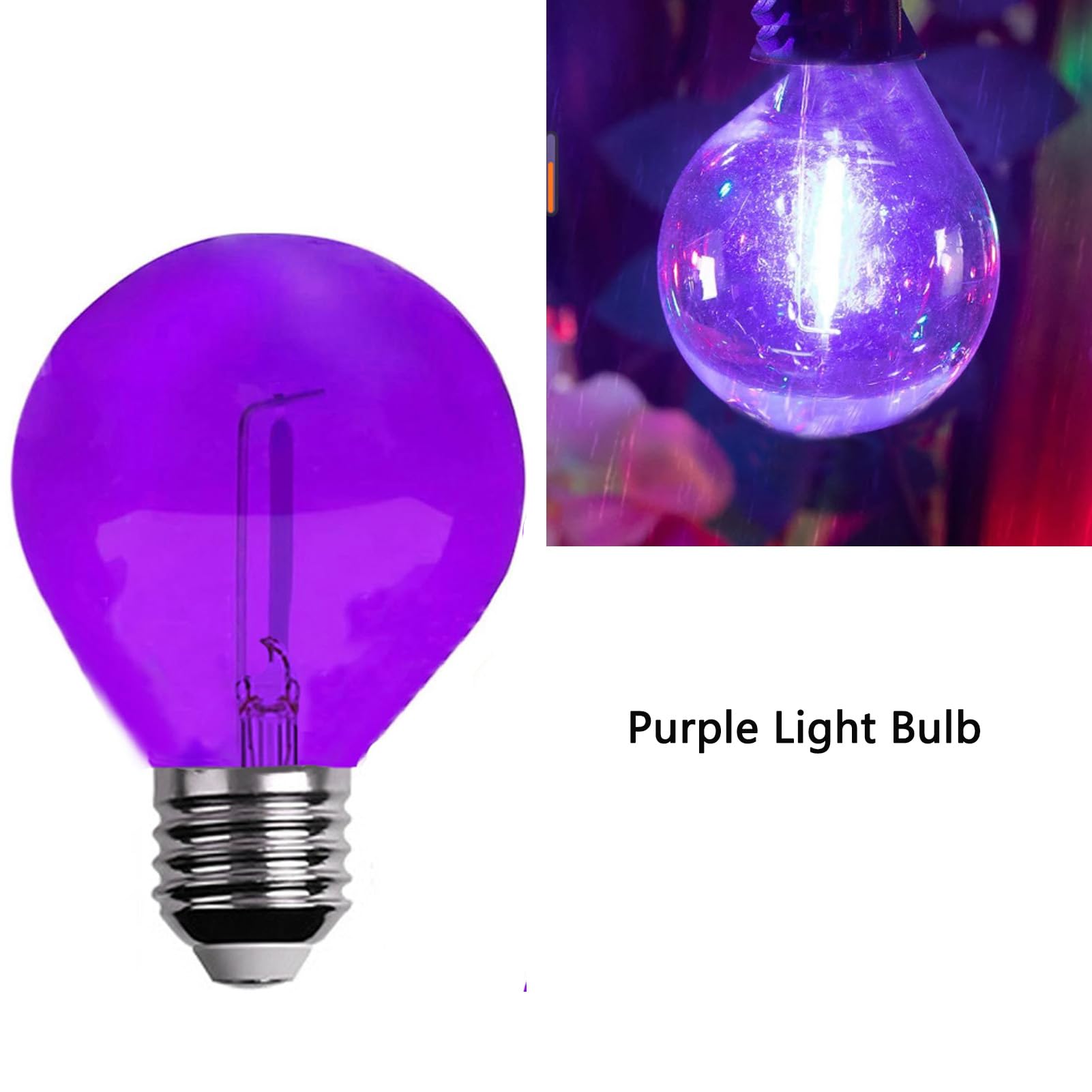 Juzizjmefod G40 Light Bulbs Replacement Purple 1W Shatterproof Plastic Led Globe Bulbs G40 Led String Lights Replacement Bulb E12/C7 Candelabra Base For Indoor Outdoor Patio String Lights,15 Pack(Purple)
