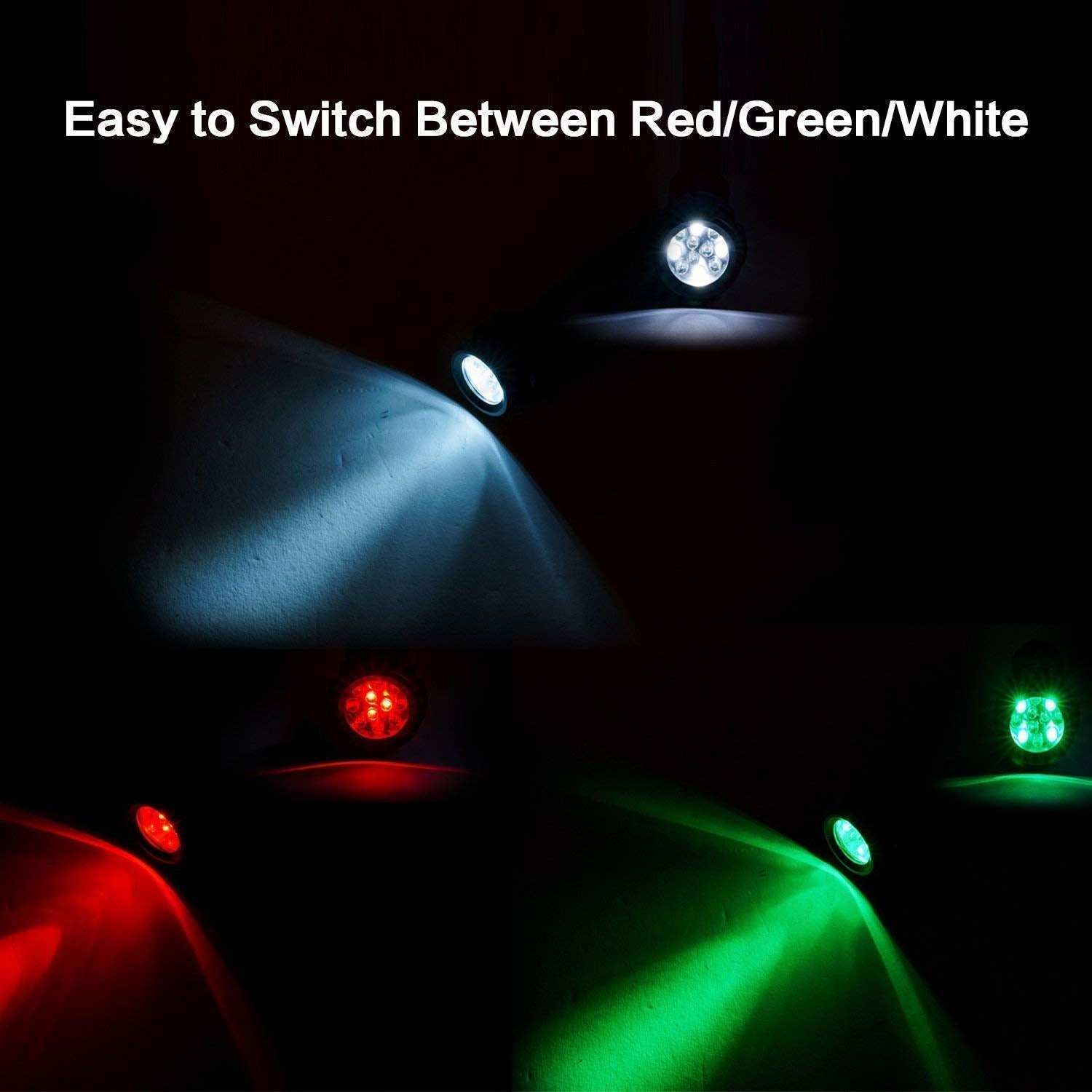 Lcyyo 4 In 1 Multicolor Flashlight, 300 Lumen Zoomable One Mode White Red Green Blue Light, Hunting Flashlight
