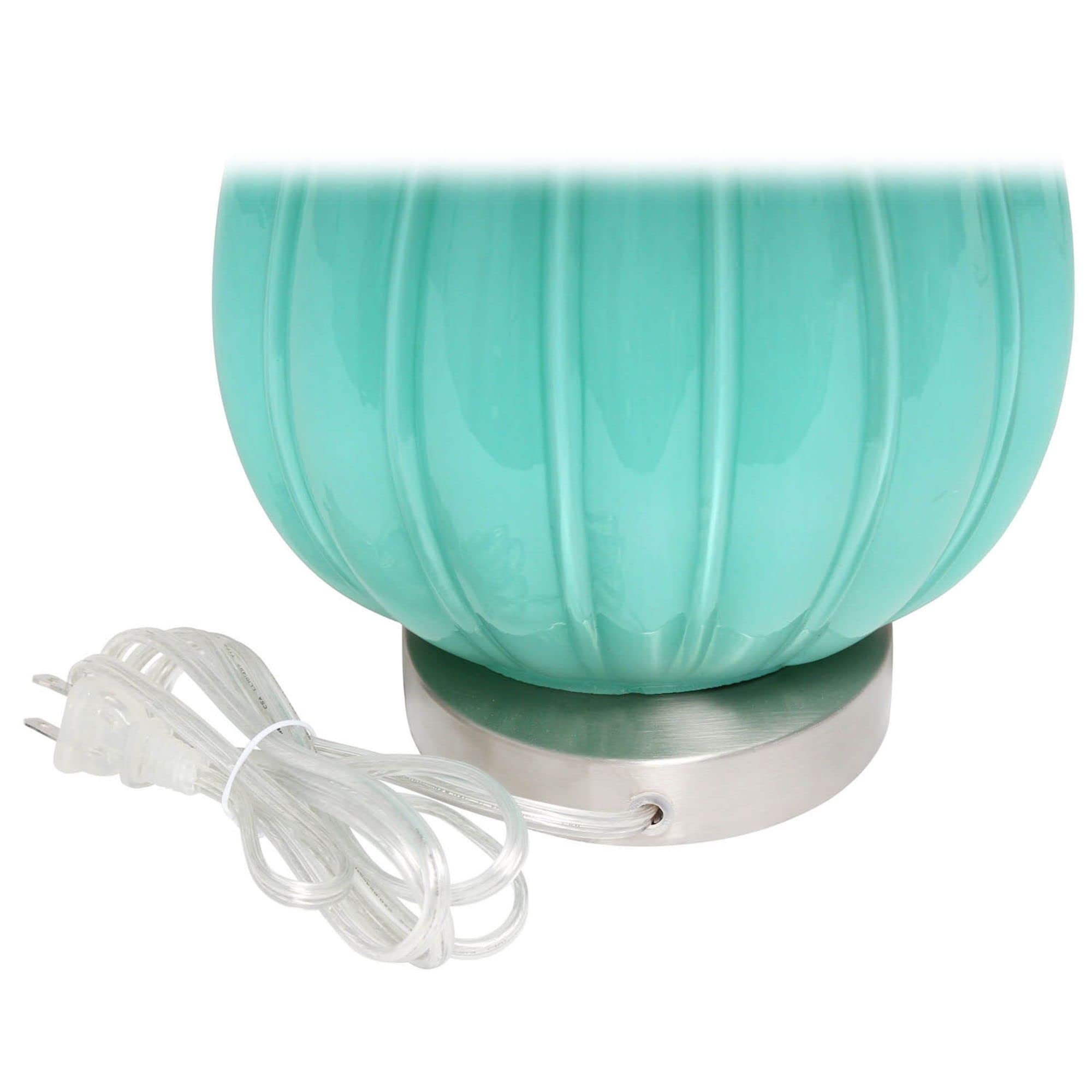 Lalia Home Contemporary Pleated Table Lamp With White Fabric Shade - Seafoam