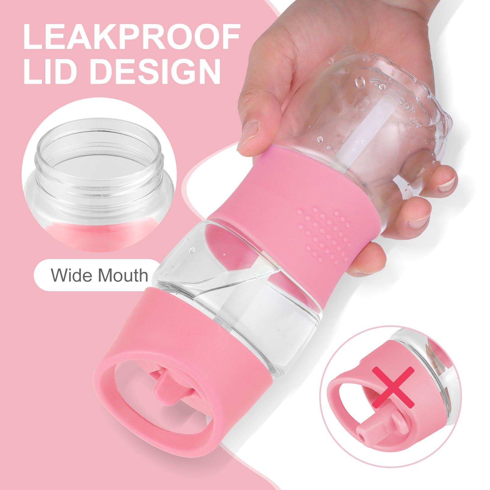 Sivaphe Clear Water Bottle With Straw 18 Oz Portable Tritan Transparent Sports Drinking Bottle