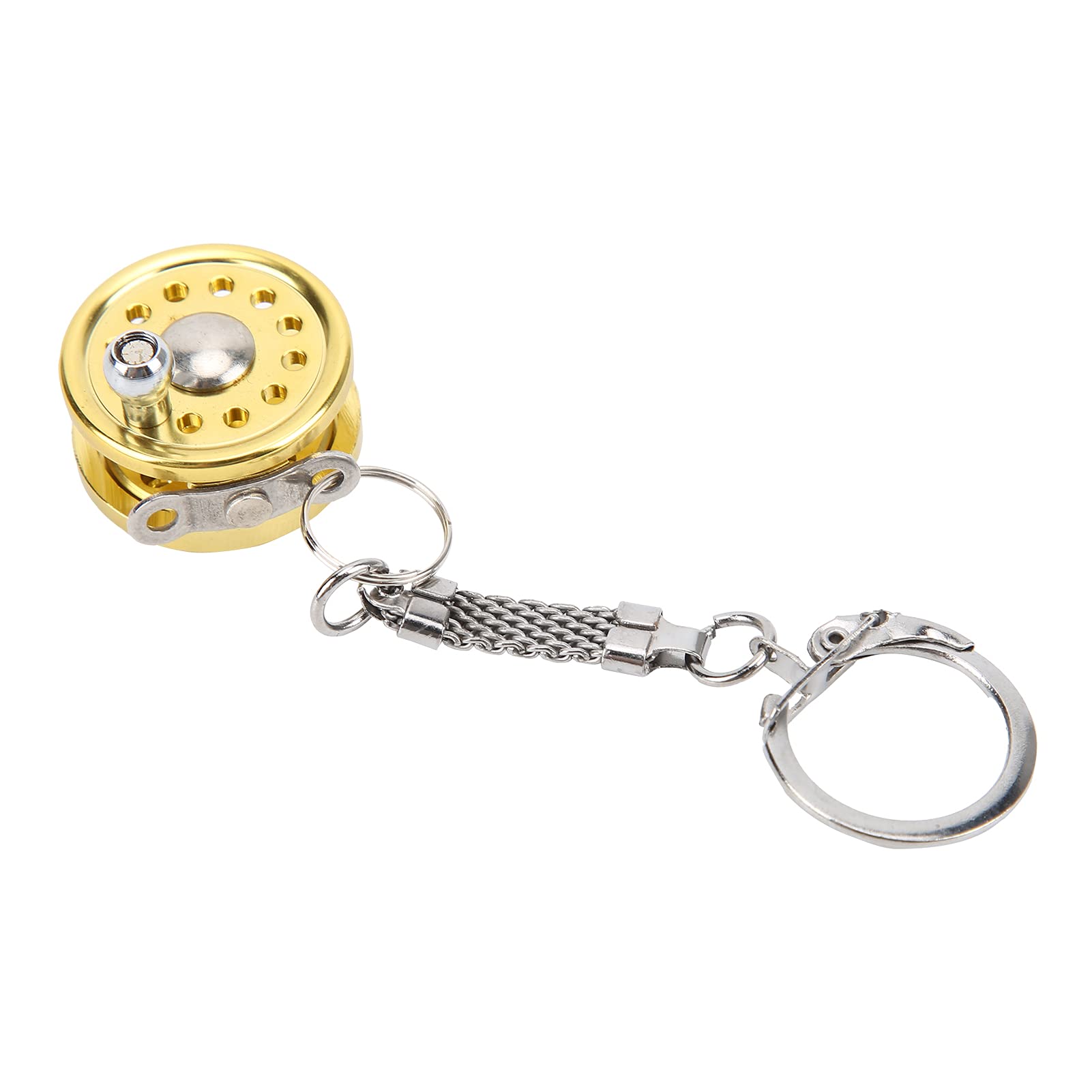 Vbestlife Mini Fishing Reel Keychain, Aluminum Alloy Fly Reel Key Ring Keychain Pendant Decorative Anglers