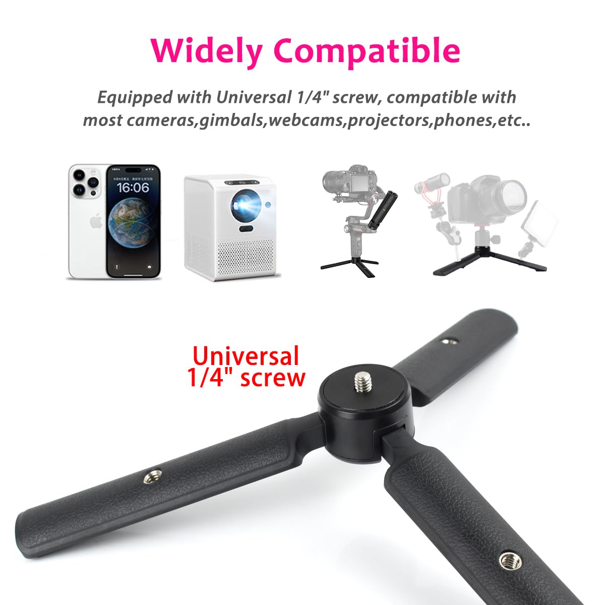 Akeipho Mini Tabletop Tripod For Gimbal/Dslrs, Desktop Tripod Stand Handle Grip For Dji Ronin S/Sc, Zhiyun Weebill S/Smooth, Osmo Mobile With Extended 1/4" Screw Holes