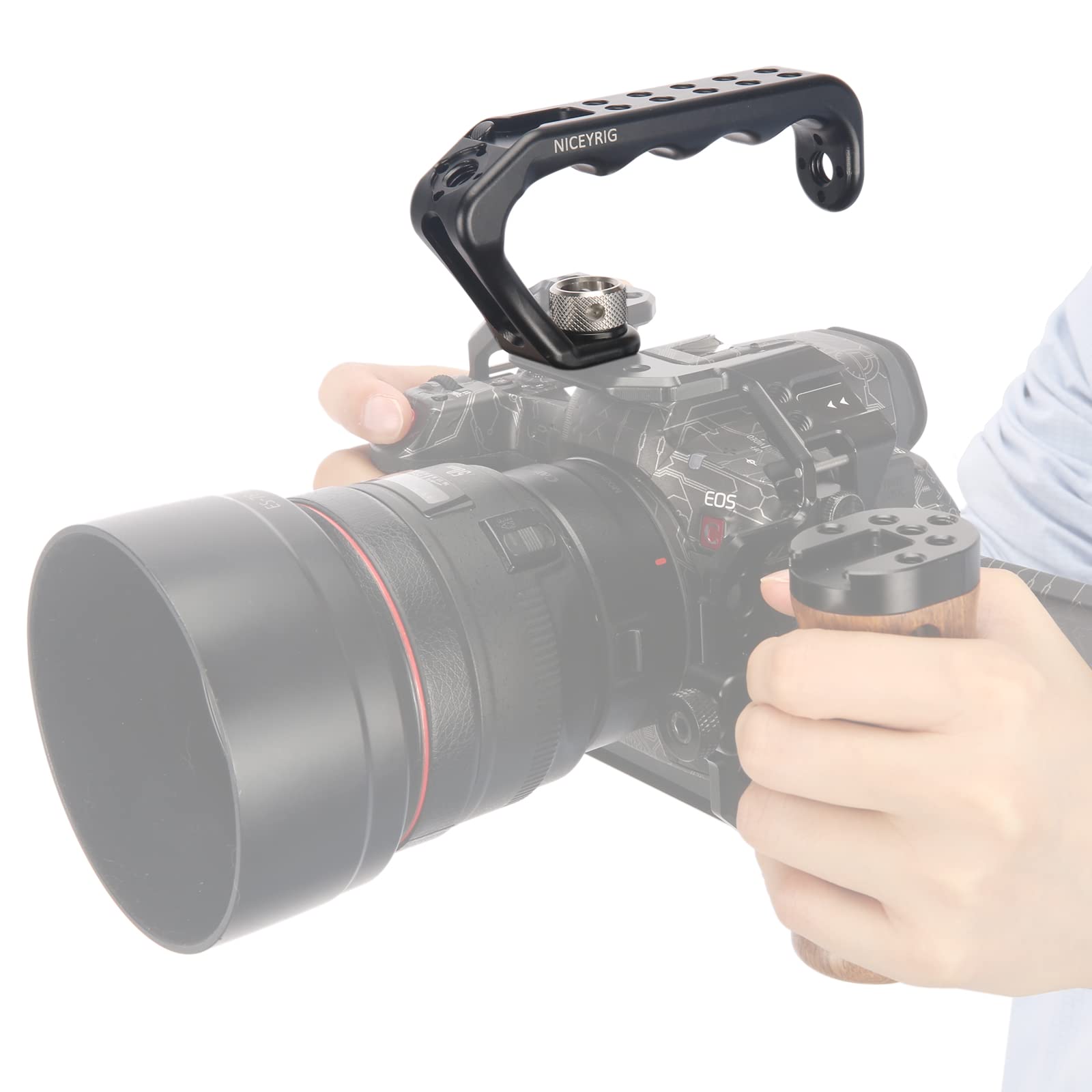 Niceyrig Dslr Top Handle Grip For Arri Mount, Ergonomic Camera Cage Handgrip With 1/4 3/8 Thread Cold Shoe - 536