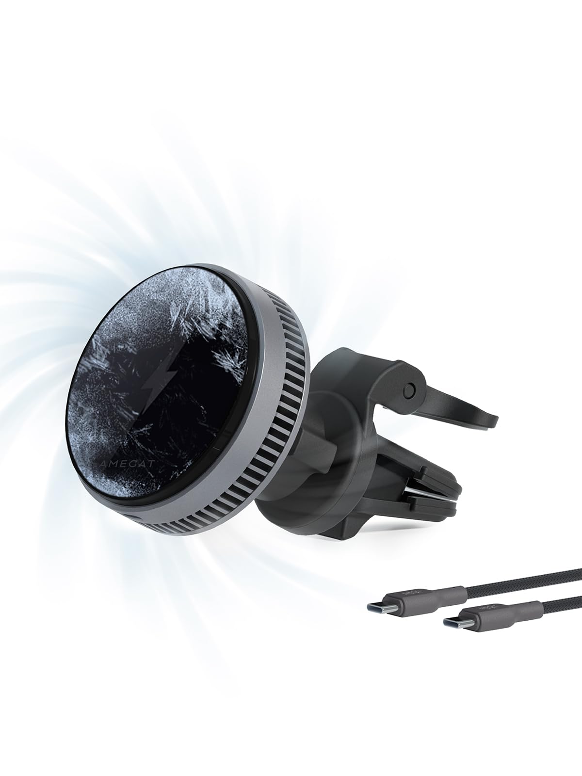 Amegat Magnetic Car Charger, Active Cooling 15W Qi2- Fast Charging Compatible With Magsafe Car Charger, Air Vent Phone Holder Mount For Iphone 16/15/14/13/12 And More Series
