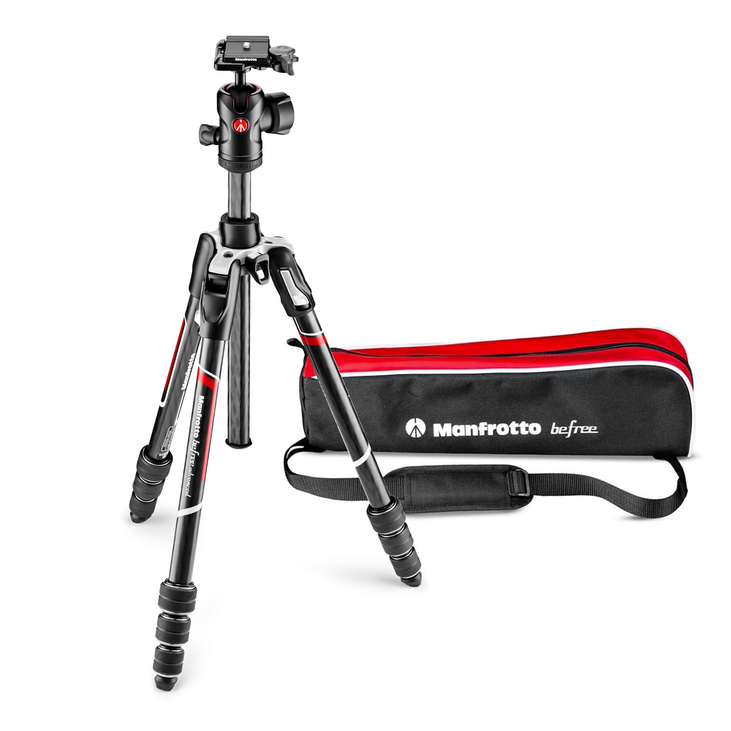 Manfrotto Be Advanced 4-Section Carbon Fiber Travel Tripod With 494 Center Ball Head, Black