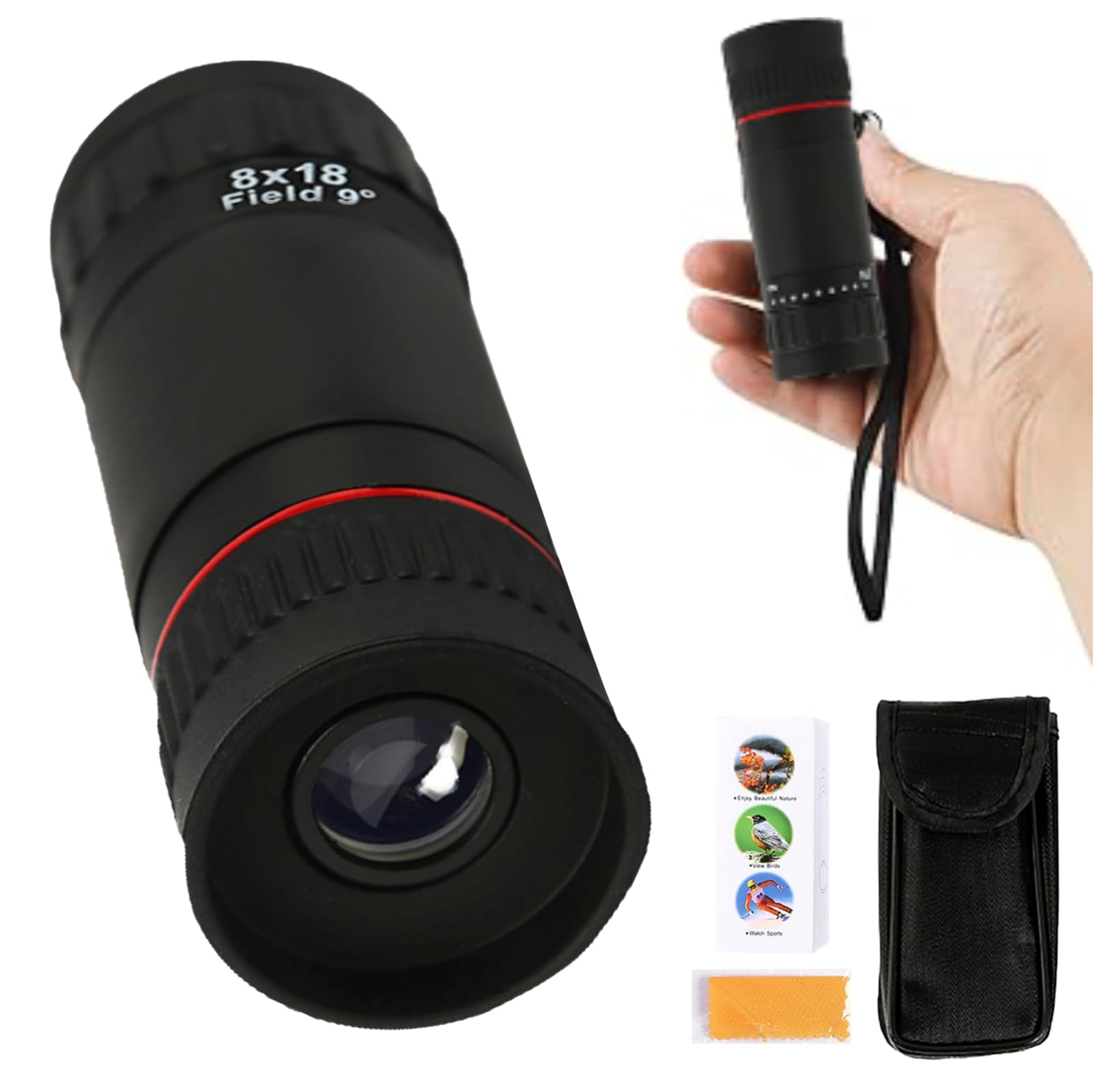 Electrilucn 8X18 Mini Monocular Telescope Monoculars For Adults High Powered Hd Portable Monocular Shimmering Night Vision Lightweight Pocket Monoscope For Kids