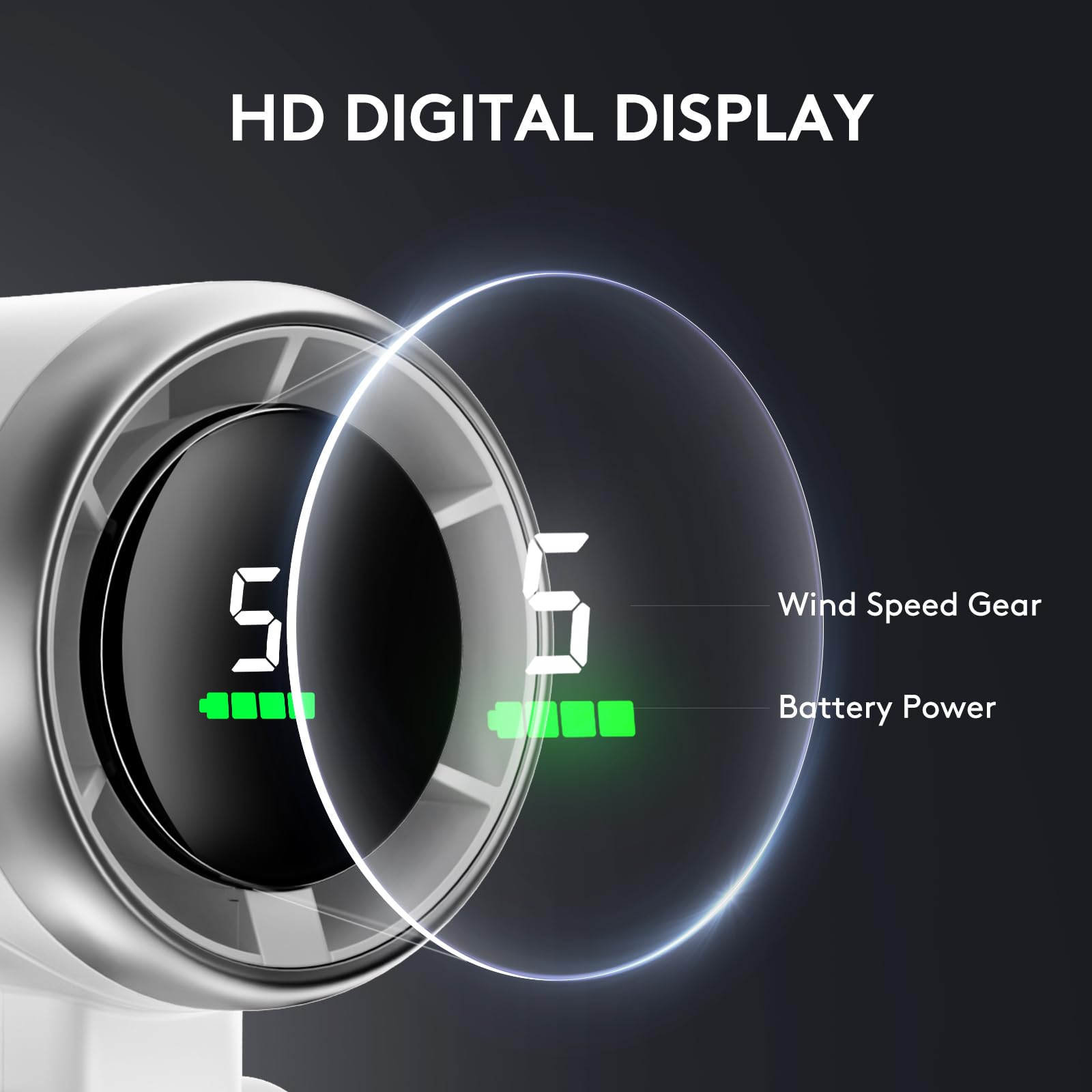 Foldable Handheld Fan, Portable Strong Winds Rechargeable 10000Mah Mini Turbo Fan, Digital Display