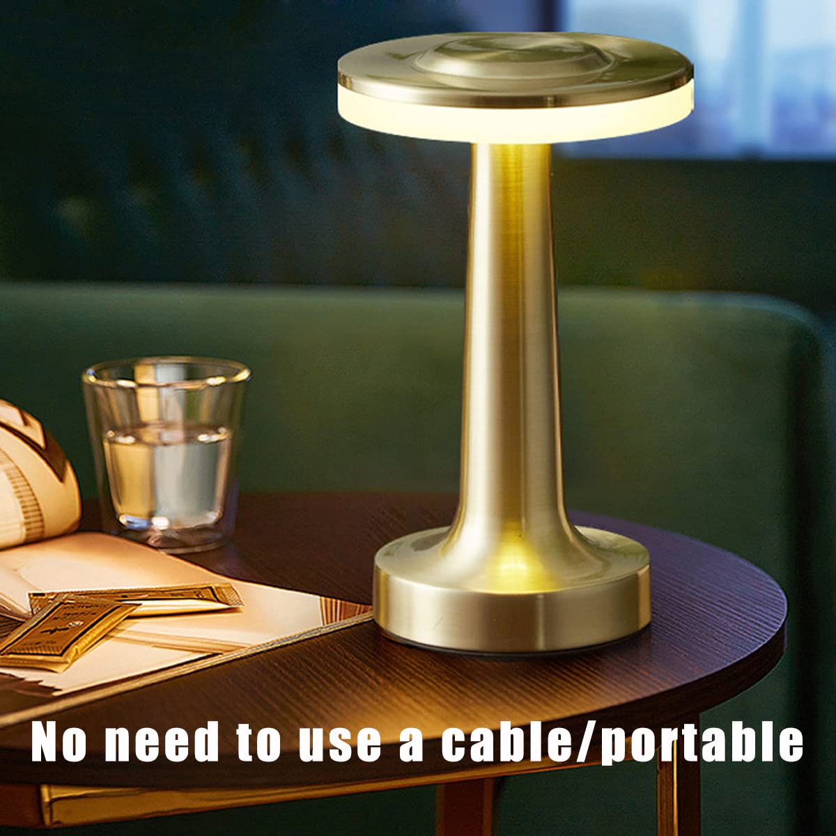 Cyrubalkinin Portable Led Table Lamp With Touch Sensor, 3-Levels Brightness, Rechargeable Battery Up To 48 Hours Usage, Night Light For Kids Nursery, Nightstand Lamp, Bedside Lamp (Gold)