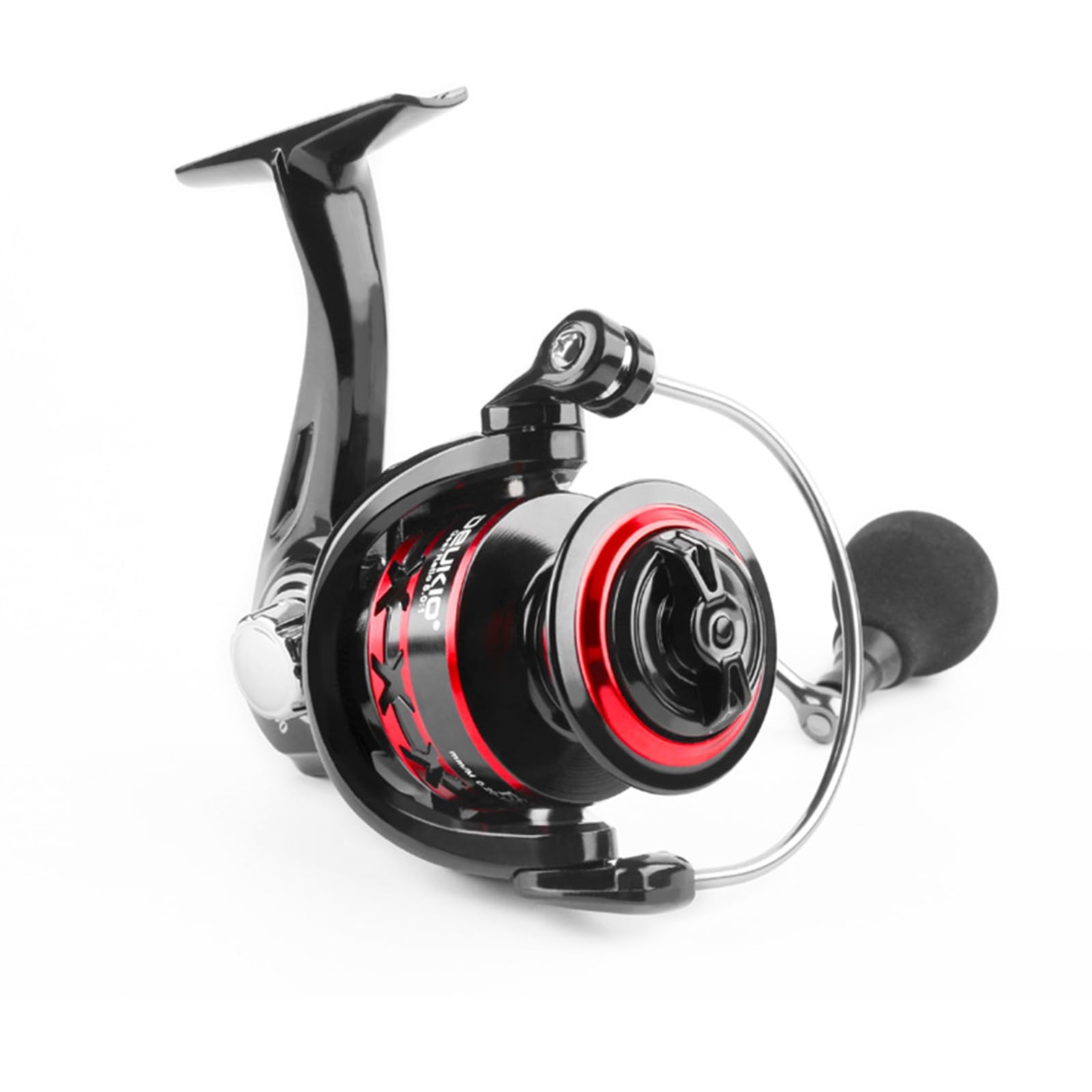 Kovnise Saltwater Spinning Reel Reversible Fishing Reel Black-Red Foldable Handle Interchangeable Left/Right Lightweight Smooth Powerful Spinning Fishing Reel With 5.0:1 Gear Ratio For Boat Fishing