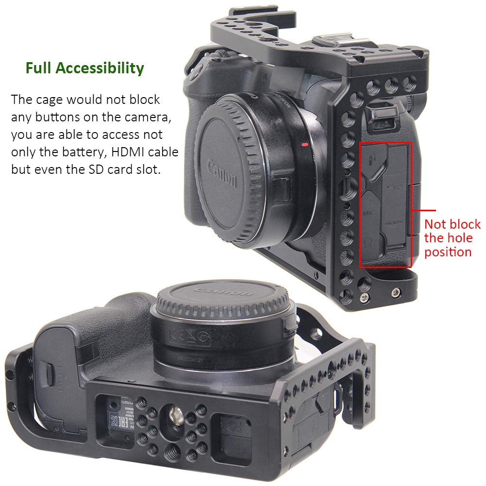 Easy Hood Camera Cage For Canon Eos R, Camera Video Film Movie Making Rig Stabilizer With Cold Shoe Mount And 3/8 1/4 Inch Thread Hole For Magic Arm Microphone Video Light Monitor
