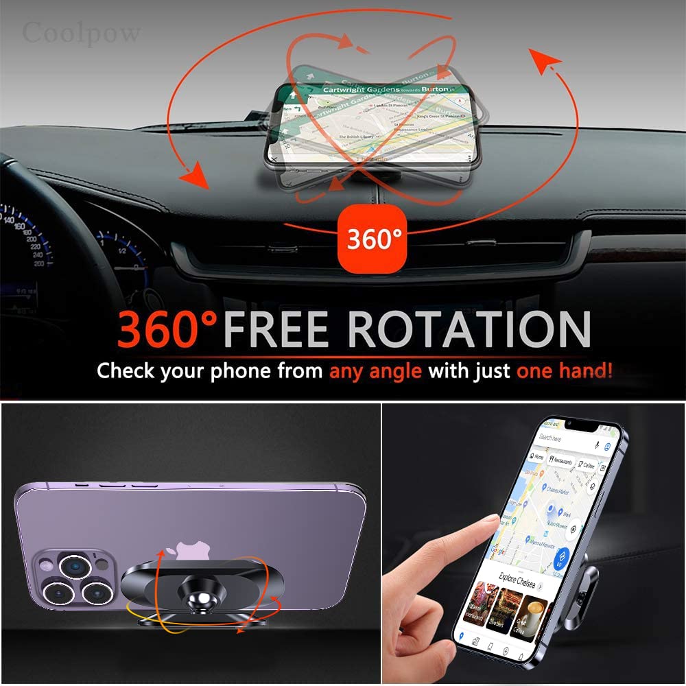 Mag-Carmount 【2-Pack】 Magnetic Phone Holder For Car【Super Magnets】Carmount 2.0 Magnetic Phone Mount【360°Rotation】Universal Dashboard Cell Phone Holders For Your Car Phone Mount For Car Mount For Iphone & All Car