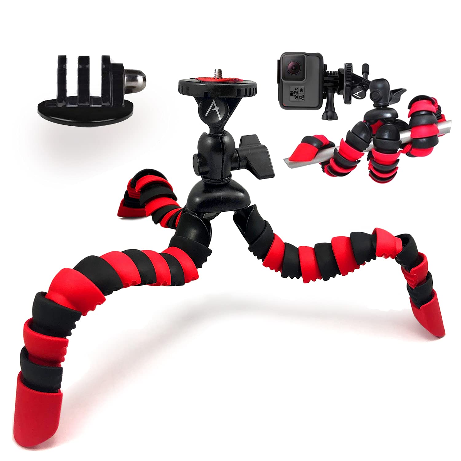 Ecostconnection Acuvar 12" Flexible Tripod For Gopro Hero Cameras – Gorilla Pod Camera Stand, Go Pro Stand, Compatible For All Gopro Hero 9, 7, 10, Action Camera Tripod Mount