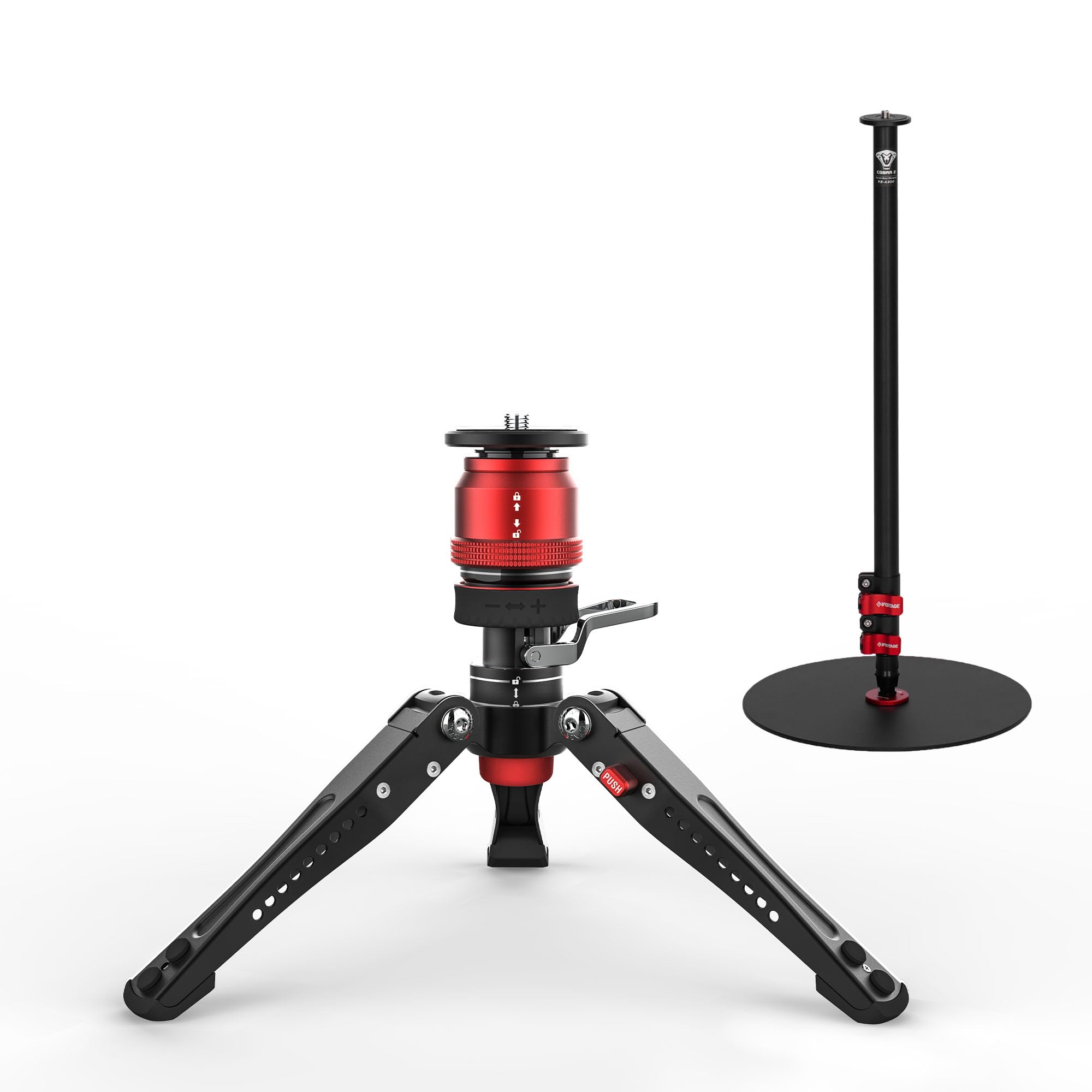 Ifootage Mini Tripod For Camera And Round Base Monopod, Professional Tabletop Tripod With Pedal For Photography, Aluminum Camera Monopod With Base, Base-P