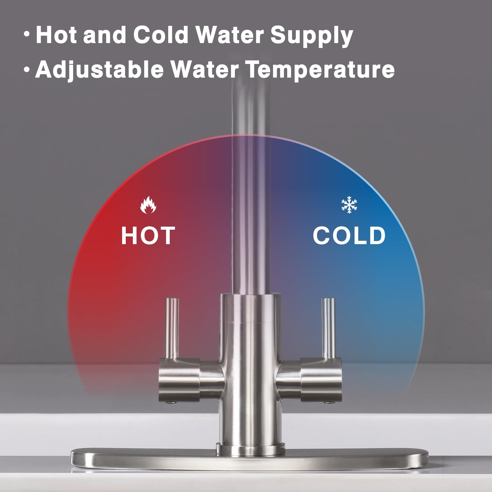 Rulia L Shape Pull Down Kitchen Faucet - 2 Handles, Bar Faucet, Brushed Nickel & Stainless Steel Finish - Rb1070