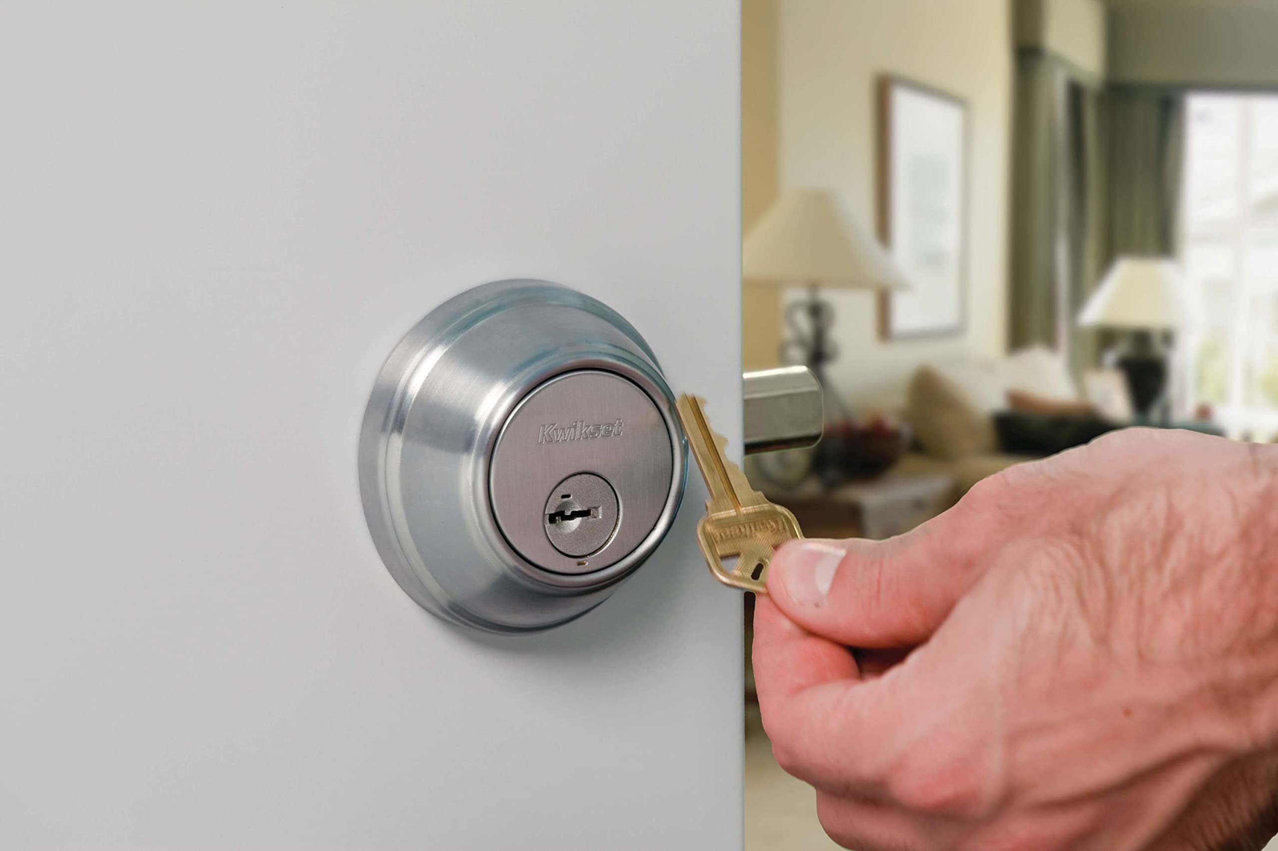Kwikset 980 Deadbolt, Keyed One Side, Featuring Smartkey Security In Satin Nickel
