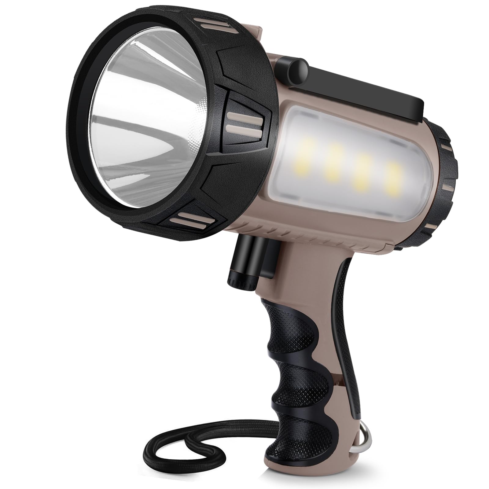 Seeup Rechargeable Spotlight Flashlight, Super Bright Waterproof Handheld Spot Light 6 Models With Foldable Stand For Outdoor Boating Camping Fishing Hunting