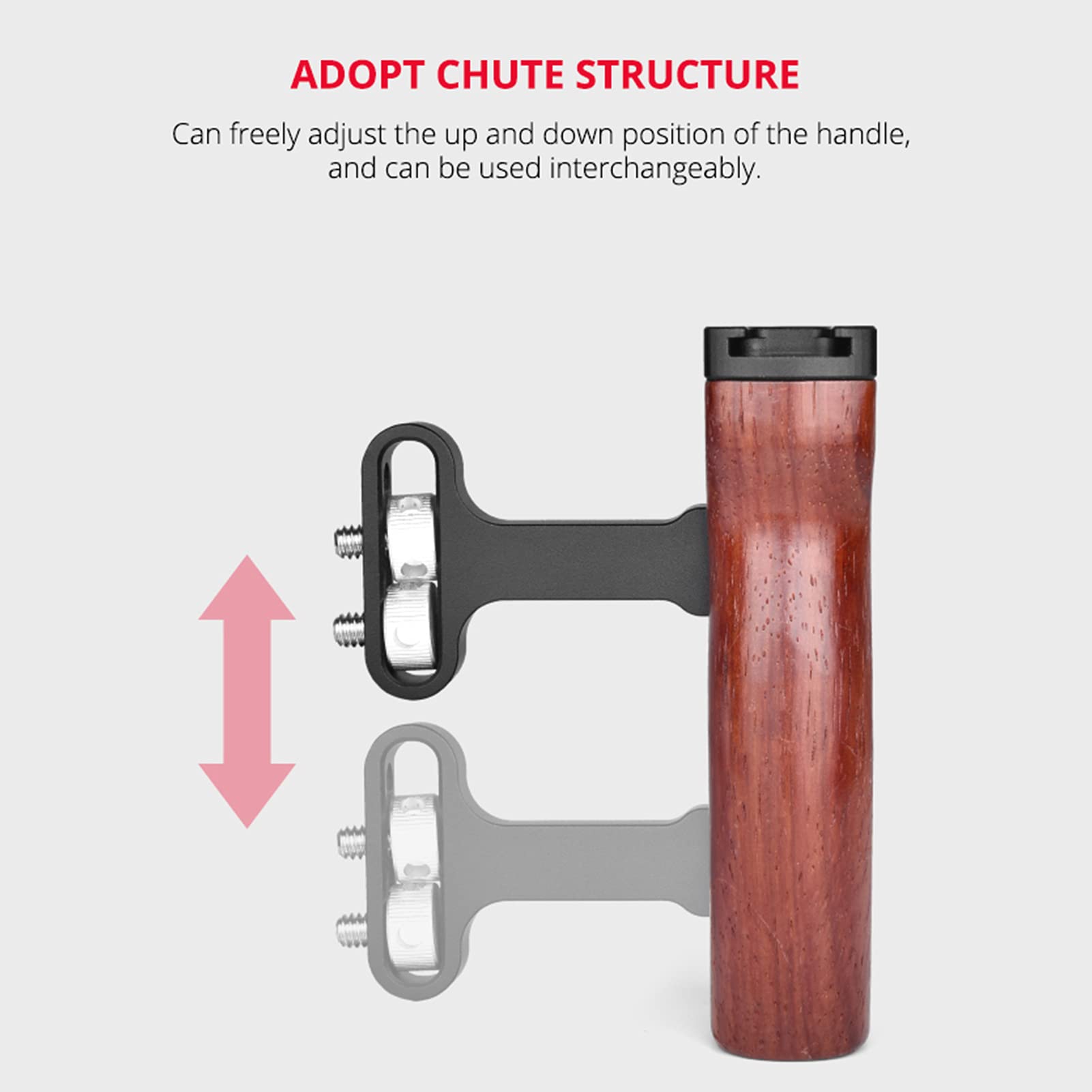 Andoer Explopur Universal Camera Cage Wooden Handle Left/Right Side Hand Grip With Cold Shoe Mount 1/4 Inch & 3/8 Inch Screw Holes Video Pgraphy Accessories