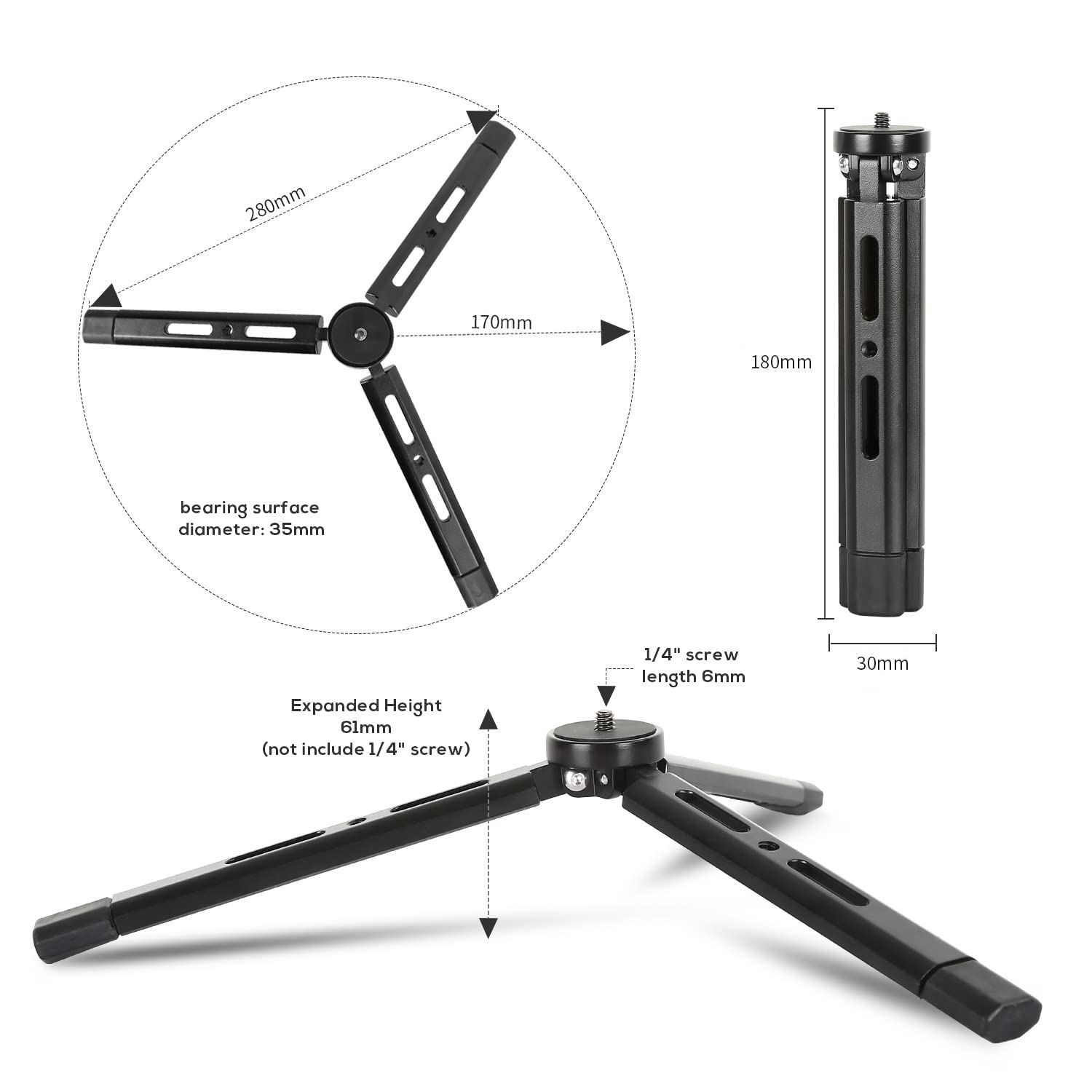 Eaxanpic Aluminum Mini Tripod, Desktop Tabletop Stand Tripod For Zhiyun Smooth Q/4, Crane Plus/2,Weebill S, Ronin S/Sc/Rs2/Rsc2, Osmo Mobile,Gimbal Handle Grip Stabilizer