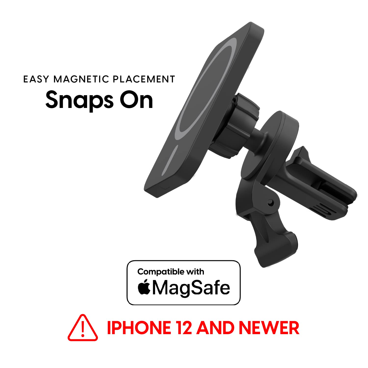 Talkworks Iphone 12/13 Car Mount - Magsafe Compatible, Air Vent Magnetic Holder Stand (Black)