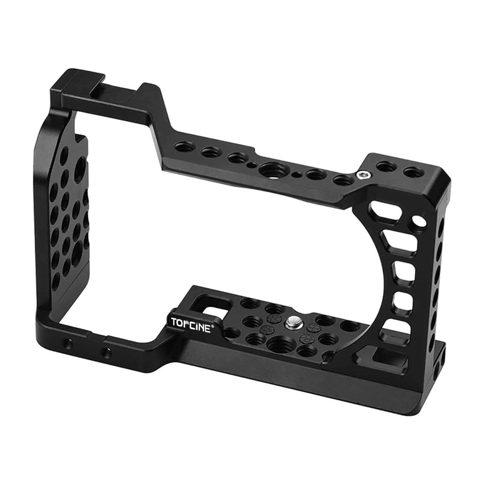 Topcine Camera Cage Video Stabilizer For Sony A6500 A6400 A6300 A6000 A6100 Cameas With Cold Shoe,Handle Locating Holes,Multiple 1/4" 3/8" Screw Holes (Single Cage)