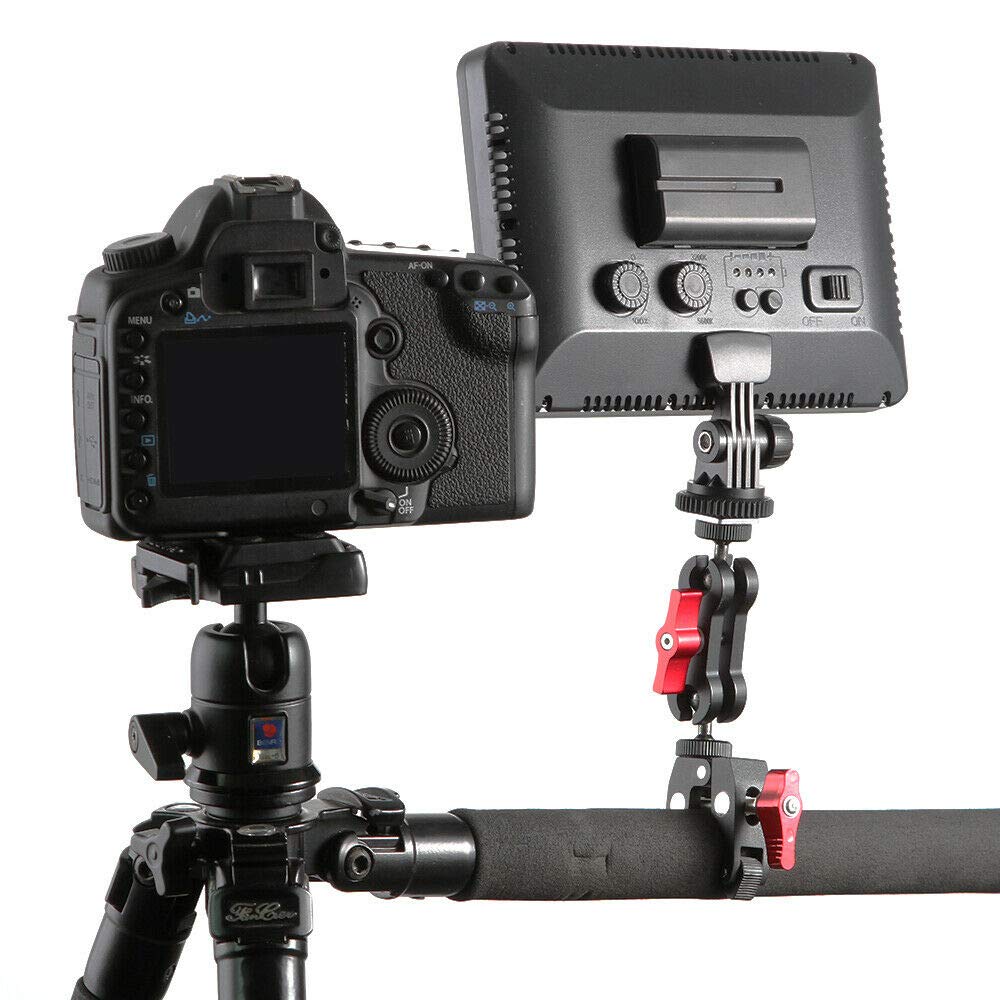 Focusfoto Articulated Magic Arm Crab Claw Super Clamp Clip Holder With 1/4" 3/8" Mount For Studio Flash Light Dslr Camera Tripod Monopod Monitor Video Led Light (Black & Red)