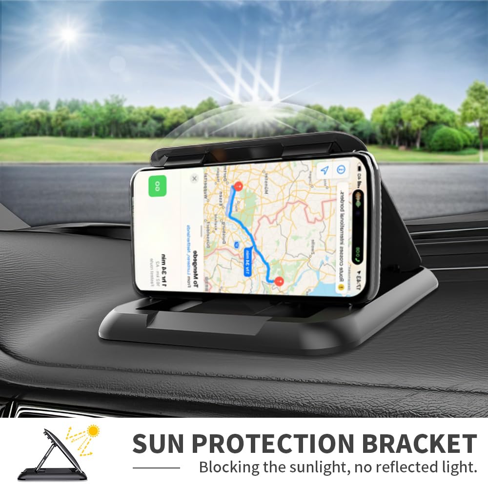 Eastpondo Car Phone Holder Mount,Dashboard Cell Phone Holder For Your Car,Stable,Anti-Slip,Fit For Iphone,Samsung,Android Smartphones（Suction,Silicone,Black）