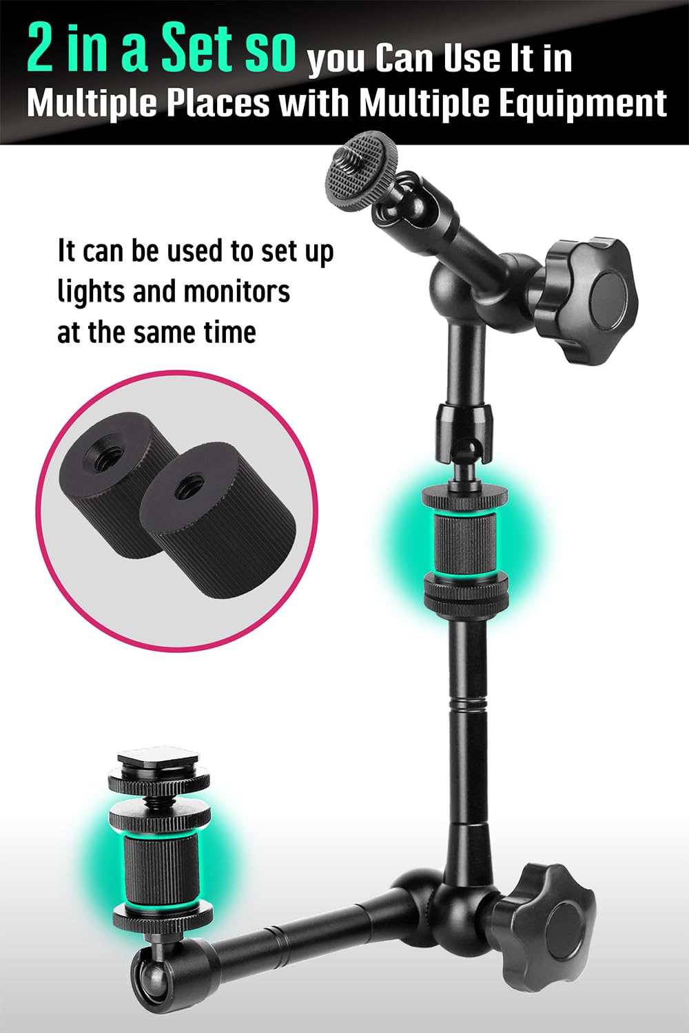 Etlife Tripod Screw Socket Adapter 1/4 Female To 1/4 Female, Thread Adapter 1/4"-20 Conversion Mount Nut For Camera Stands Magic Arms Gopro (2Pcs)