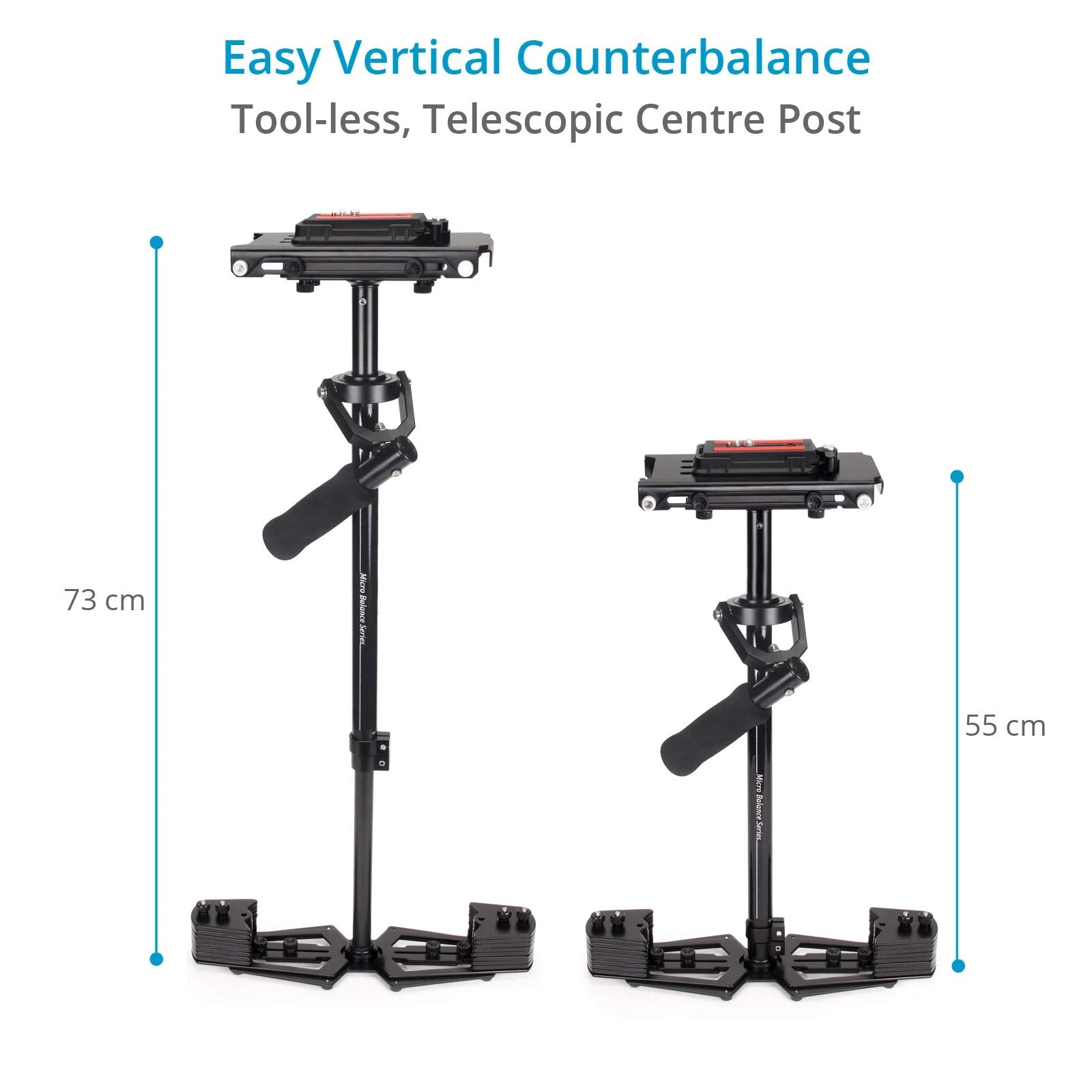 Flycam Hd-5000 Telescopic Handheld Stabilizer For Video Cameras. Micro Balancing, Smooth Operations W 3-Axis Gimbal Handle, Expendable Base.  Quick Release Plate & Table Clamp + Bag (Flcm-Hd5-Qt)