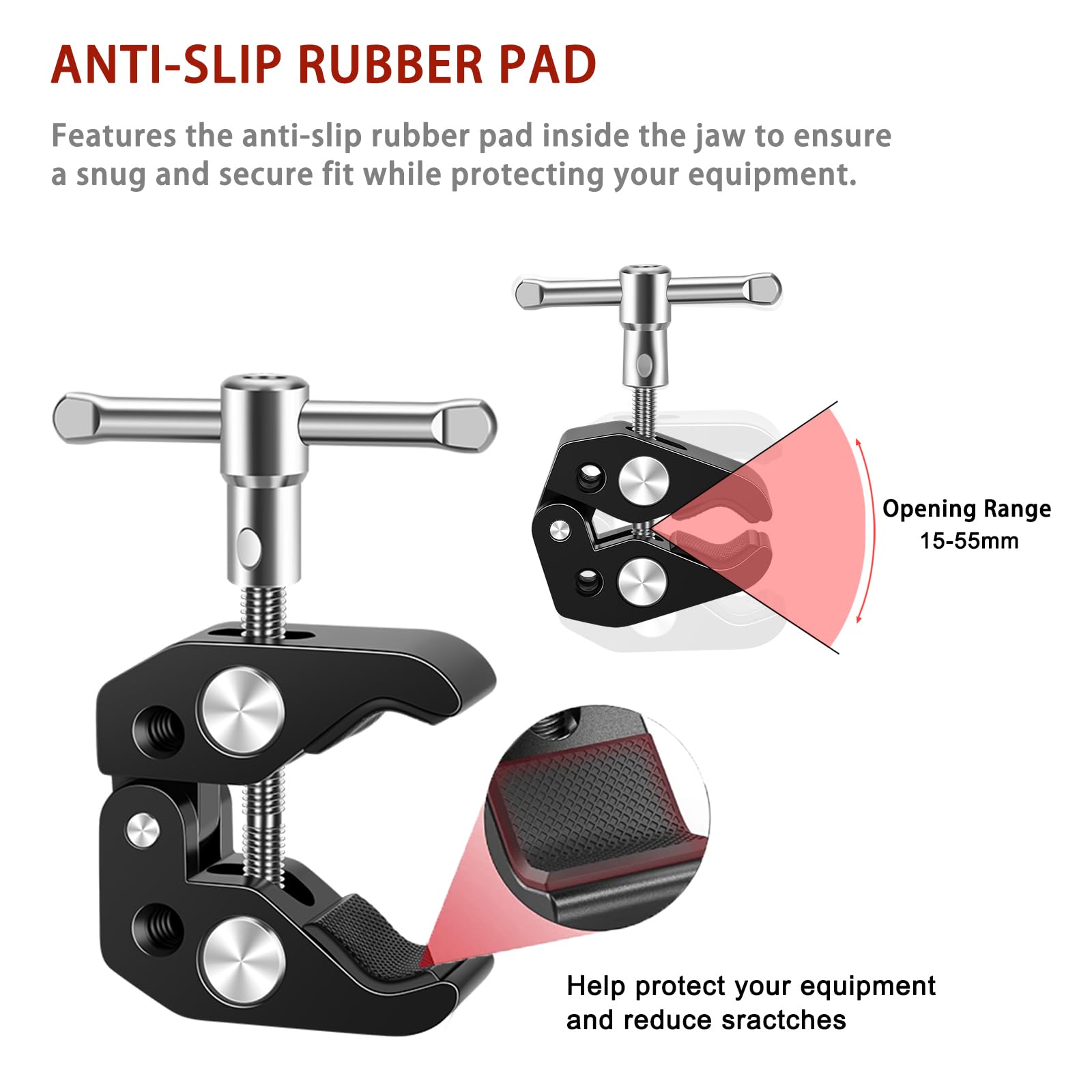 Lanxire Super Clamp And 11'' Adjustable Friction Articulating Magic Arm For Universal Camera Cage/Rig, Monitor, Microphone - 5 X 1/4'' And 1 X 3/8'' Thread - Max Load 4.4Lb