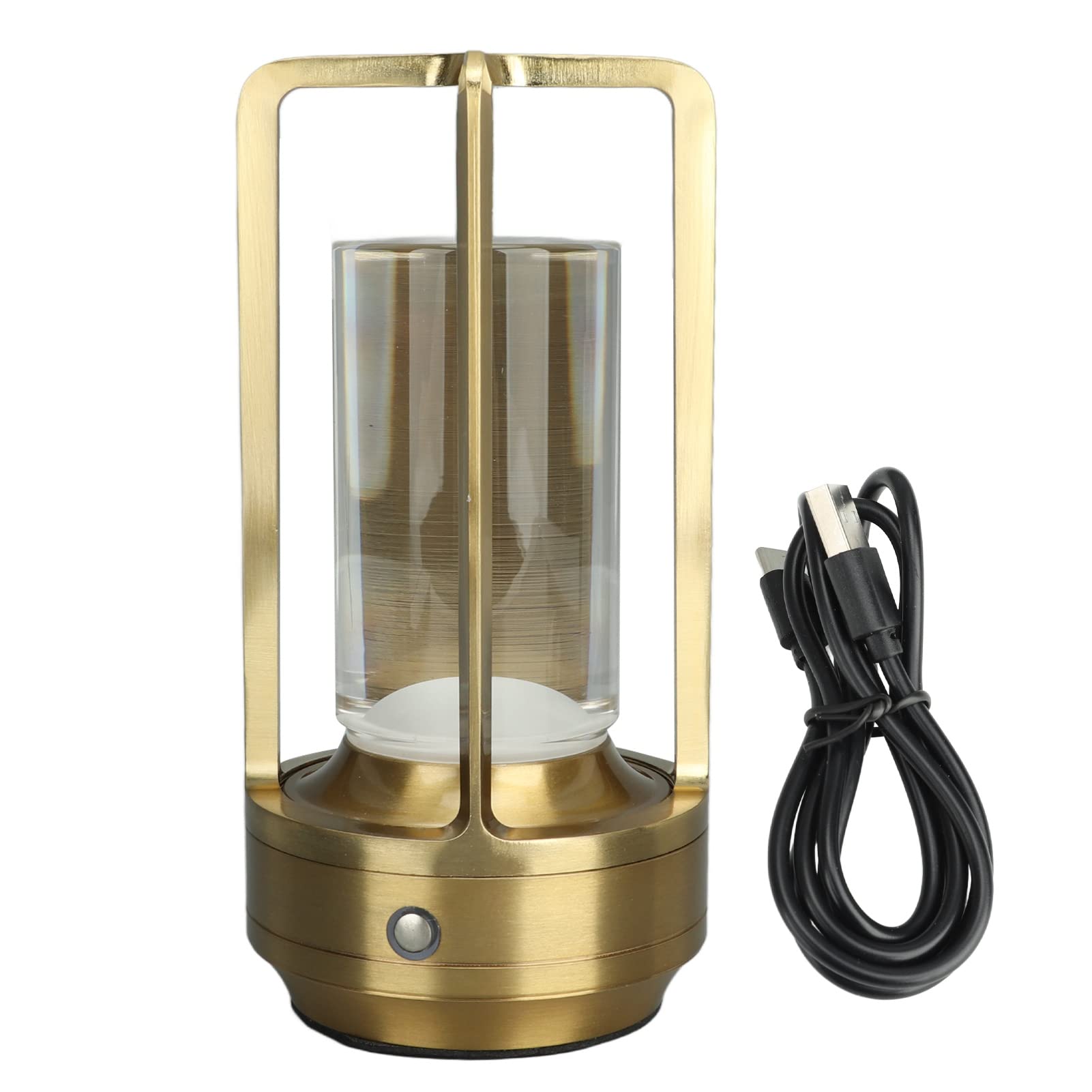 Pyhodi Table Lamp, 3 Colors Stepless Dimming Led Bedside Lamps With Touch Sensor, Portable Rechargeable Touch Lamp With Crystal Lampshade, Universal Usb Charging For Bedroom,Study (Gold)