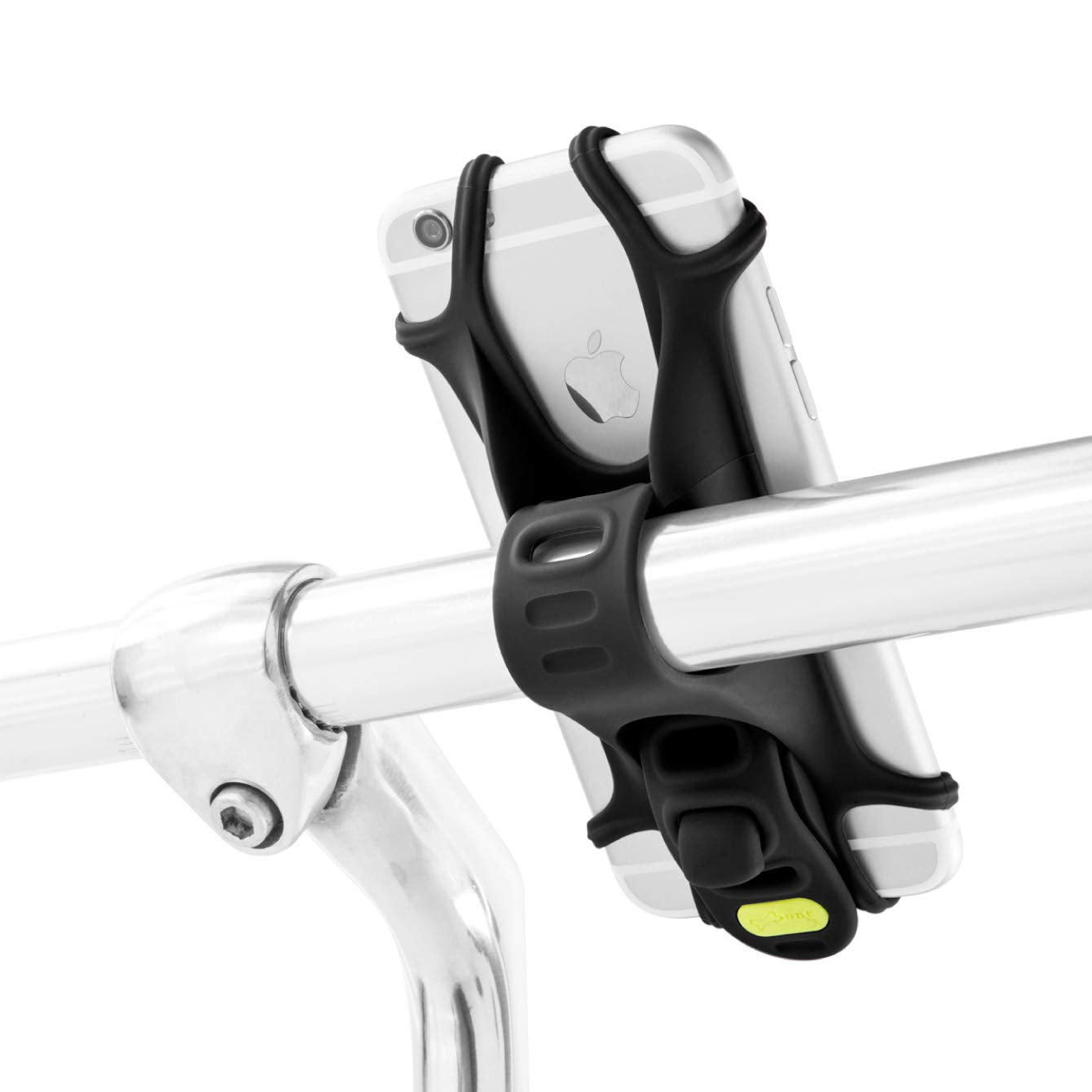 Bone Bike Tie 1, Bike Cell Phone Mount For Handlebar, Scratch- Silicone Holder & Quick Setup, Universal Cycling Phone Holder Compatible With Most Smartphones (Black - Handlebar)