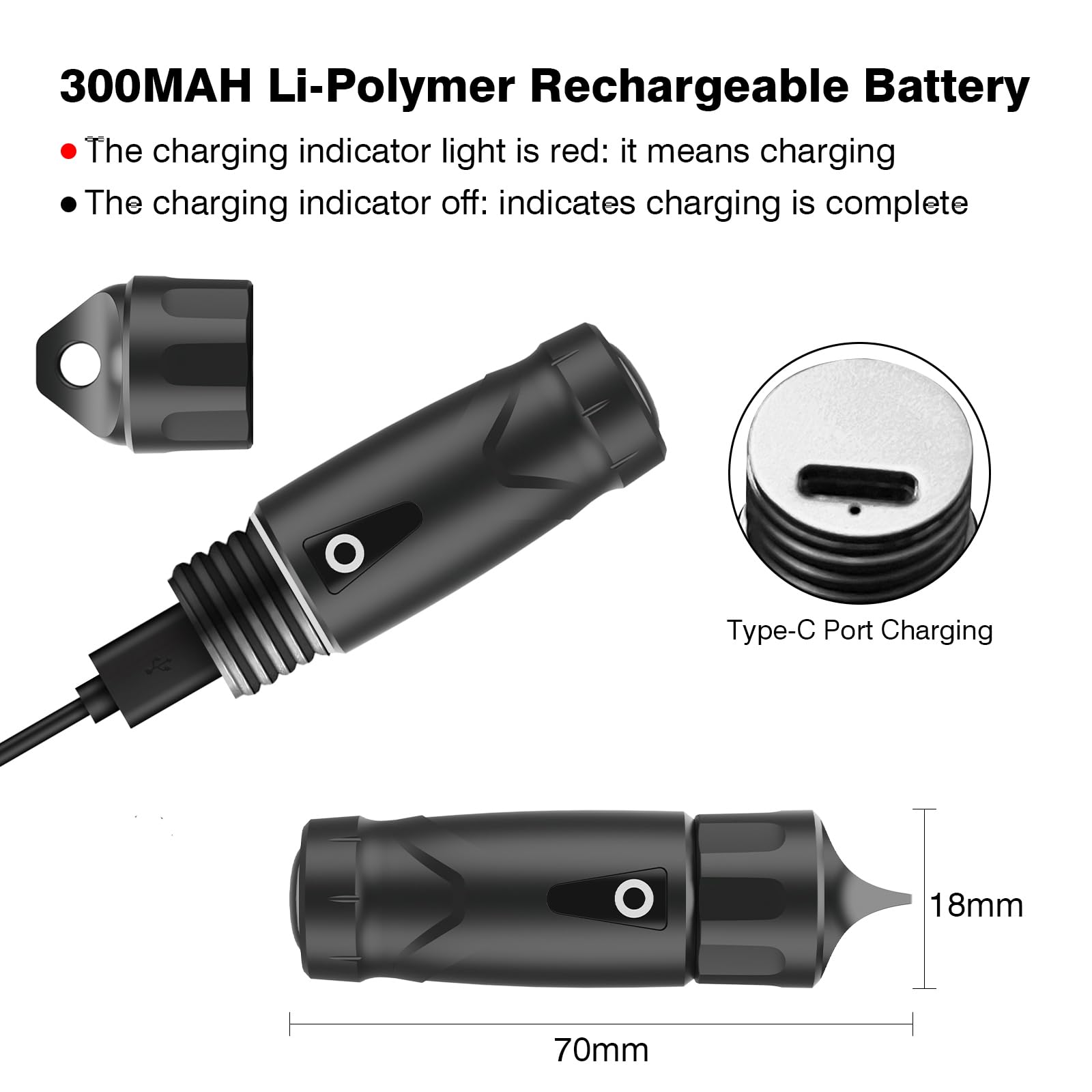 Quamkar 300 Lumen Edc Flashlight，Led Rechargeable Mini Flashlight，3 Mode Touch Button Emergency Small Pocket Edc Light For Camping,Hiking,Outdoor, Everyday Use