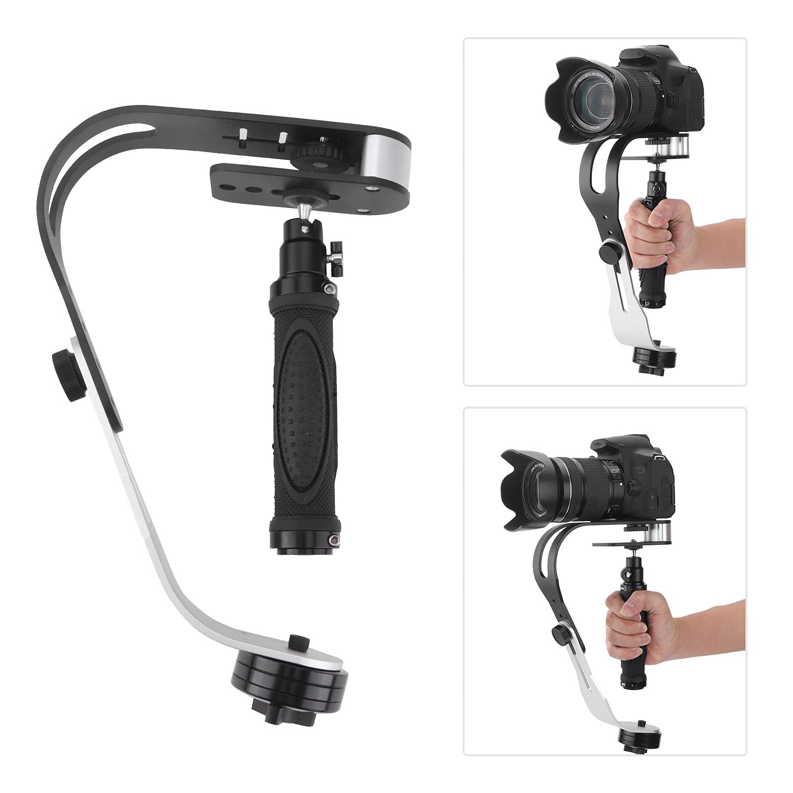 Agatige Handheld Camera Stabilizer, Aluminum Camera Stabilizer Bow Handheld Video Stabilizer With Handle Adjustable Weight For Dslr