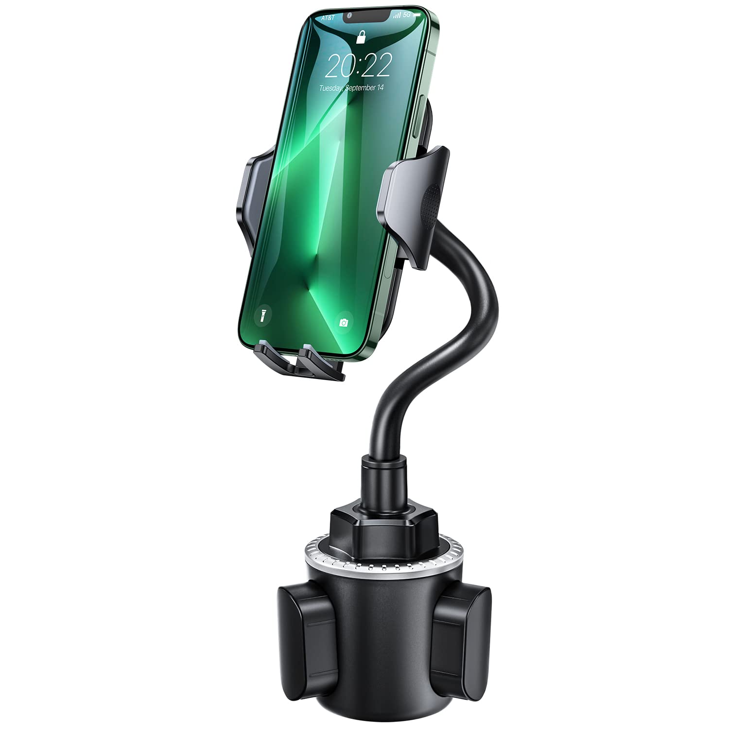 Andobil Military-Grade Cup Phone Holder For Car/Truck, [ Enhanced] 13" 360° Adjustable Gooseneck W/Anti-Shake Car Mount, Universal Car Phone Holder For Iphone/Samsung/Pixel All 4.0-7.0" Devices