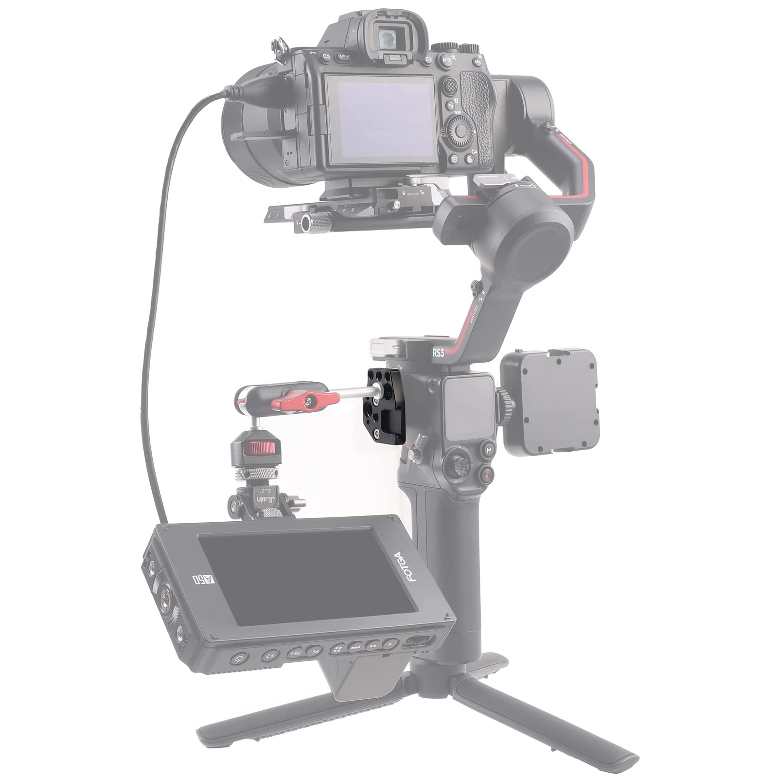 Focusfoto Pack Of 2 Extension Mount Plate Holder With Cold Shoe 1/4" 3/8" Screw For Dji Ronin S/Sc/Rs2/Rsc2/Rs3 Pro/Rs3 Mini/Rs4 Pro Gimbal Stabilizer, Monitor, Magic Arm, Microphone, Led Video Light
