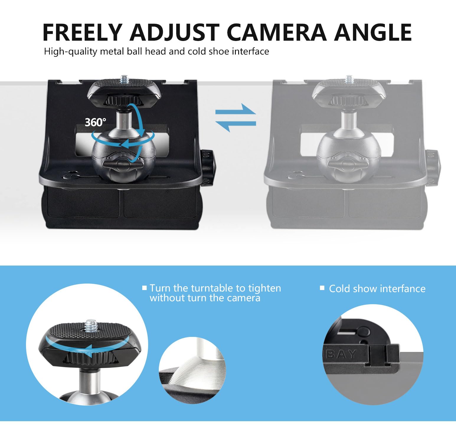 Raubay Cm01 Monitor Top Camera Mount Clamp, Hanging Webcam Stand With 1/4" Screw, Suitable For Flat-Screen Monitors, For Live Stream, Video Conferencing, Youtube, Tiktok, Etc.