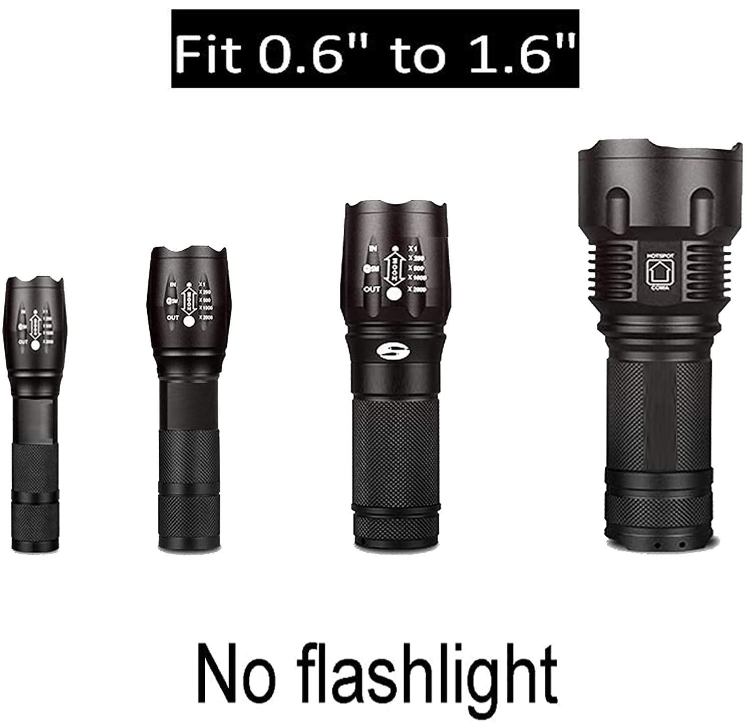 Pmsanzay Magnetic Base Mount Flashlight Mounting Brackets Flashlight Holder - Strong Magnet Base - With Flexible Adjustable Clips - Suitable For Flashlight Diameter From 0.6" To 1.6" - No Flashlight