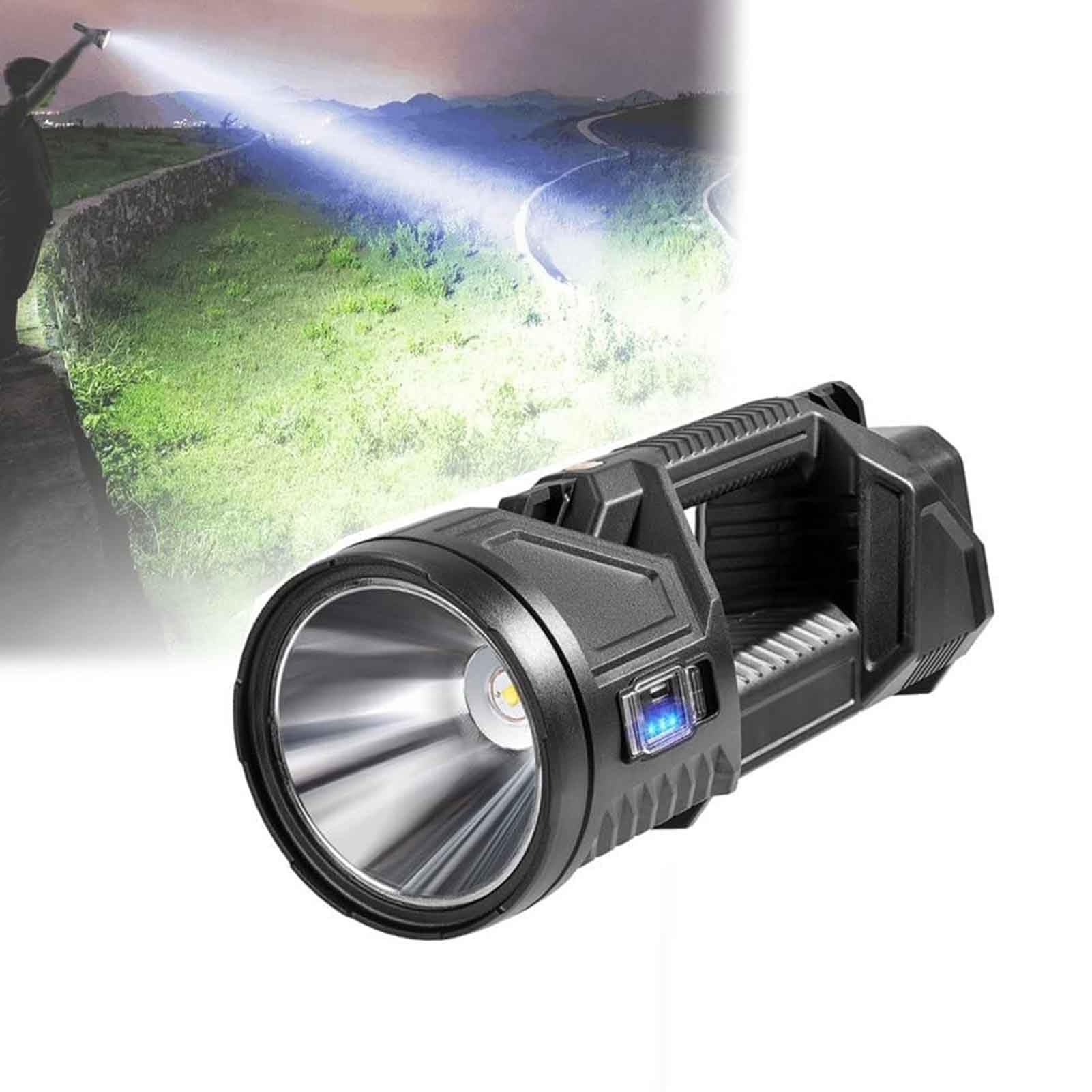 Miokuko  German 1000000 Lumens Waterproof Spot Lights Handheld Large Searchlight, Outdoor Searchlight, Super Bright Solar Spotlight Flashlight, Rechargeable Solar Utility Flashlight (S)