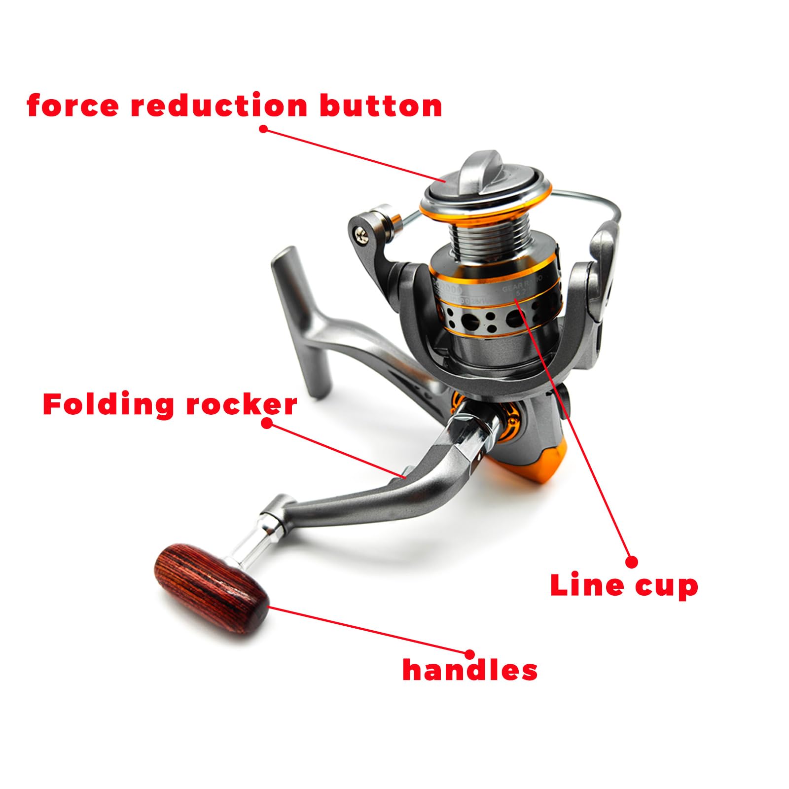 Yijiexun Spinning Reel,Freshwater Spinning Fishing Reels,Cnc Alloy Wire Cup,5.2:1 Gear Ratio,2000,Max Drag 22Lbs,Smooth Fresh And Saltwater Fishing Reel