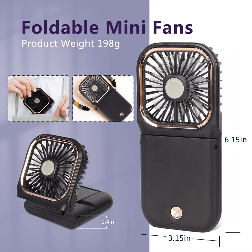 Fadachy Portable Fan,Mini Handheld Fan,Rechargeable Personal Fan,3000Mah 3 Speeds Battery Operated